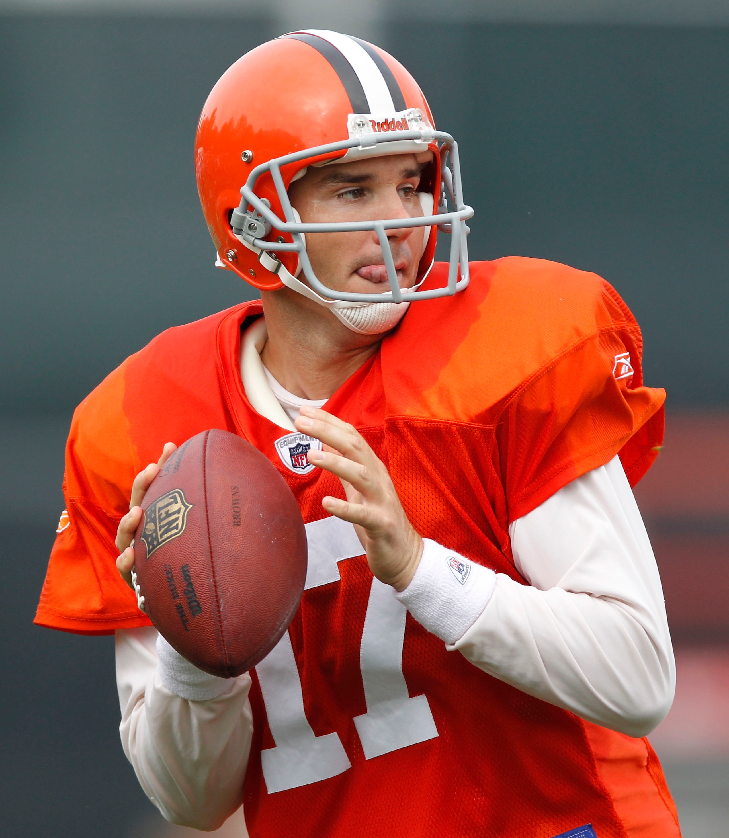 BEREA, OH - AUGUST 04: Jake Delhomme #17 of the Cleveland Browns gets ready to throw a pass during training camp at the Cleveland Browns Training and Administrative Complex on August 4, 2010 in Berea, Ohio. (Photo by Gregory Shamus/Getty Images) BEREA, OH - AUGUST 04: Jake Delhomme #17 of the Cleveland Browns gets ready to throw a pass during training camp at the Cleveland Browns Training and Administrative Complex on August 4, 2010 in Berea, Ohio. (Photo by Gregory Shamus/Getty Images)
