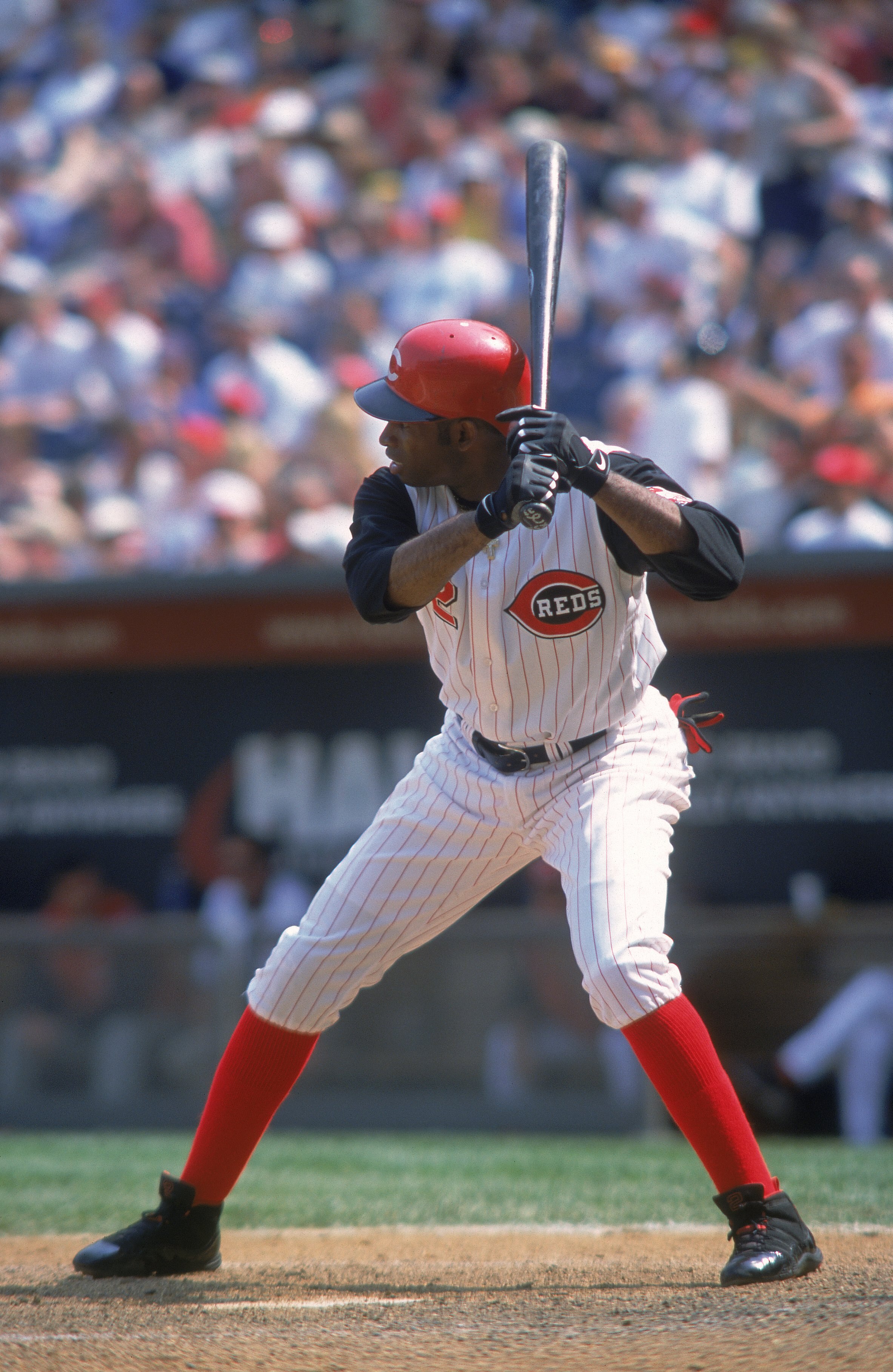 6 May 2001:  Deion Sanders #2 of the Cincinnati Reds at bat during the game against the San Diego Padres at Cinergy Field in Cincinnati, Ohio. The Padres defeated the Reds 8-2.Mandatory Credit: Mark Lyons  /Allsport