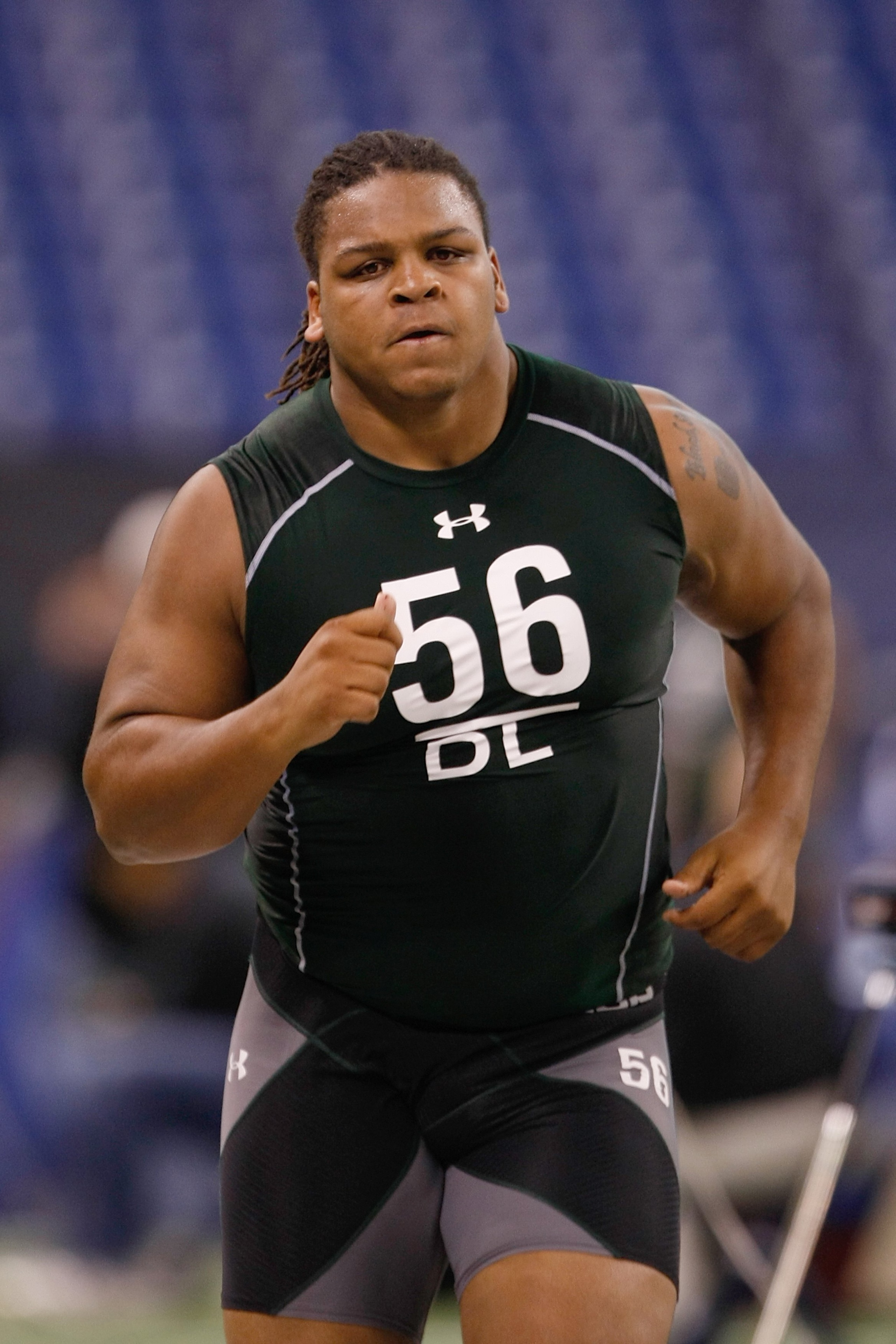 INDIANAPOLIS, IN - MARCH 1: Defensive lineman Torrell Troup of Central Florida runs the 40 yard dash during the NFL Scouting Combine presented by Under Armour at Lucas Oil Stadium on March 1, 2010 in Indianapolis, Indiana. (Photo by Scott Boehm/Getty Imag