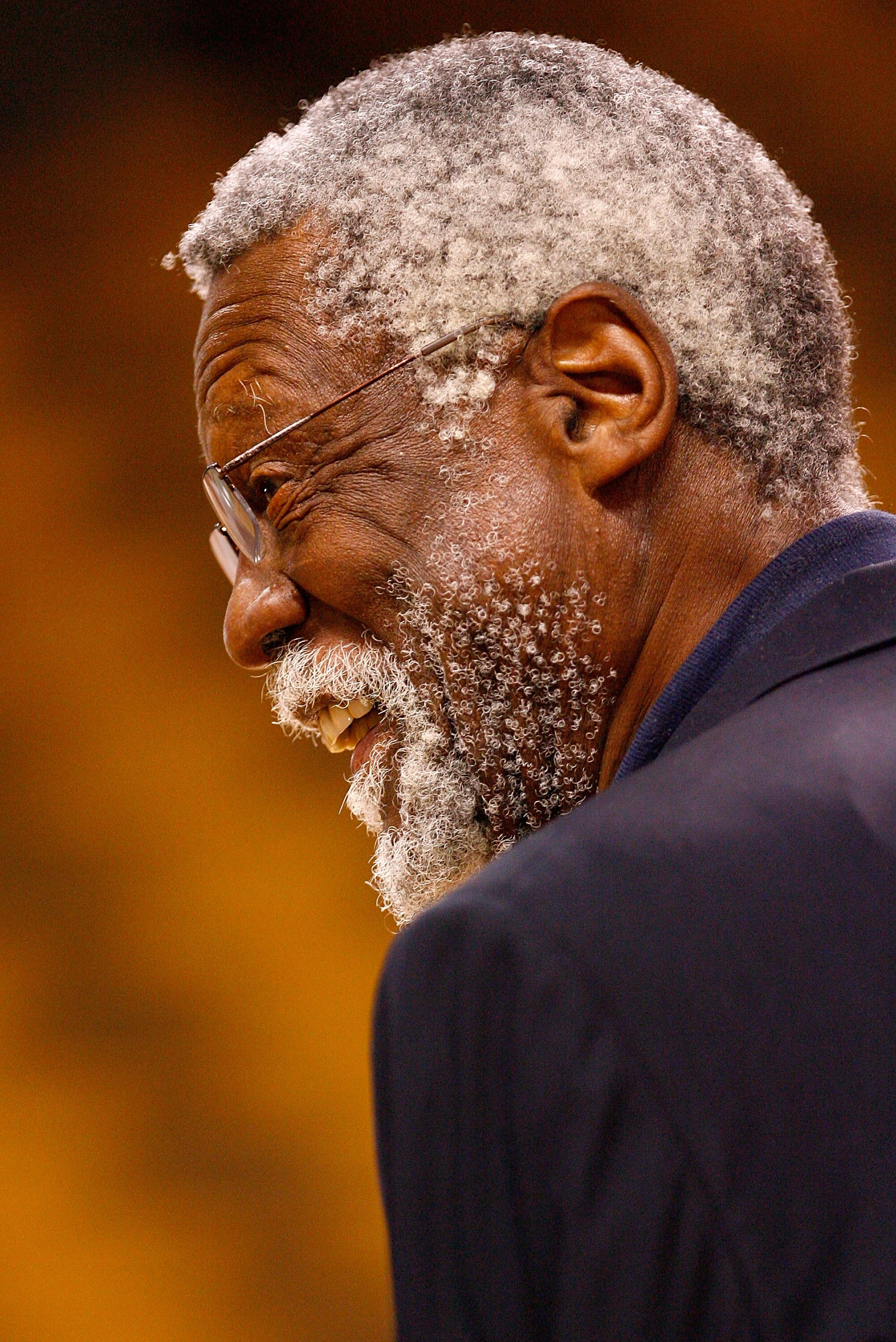 BOSTON - JUNE 17:  NBA legend Bill Russell smiles before Game Six of the 2008 NBA Finals between the Los Angeles Lakers and the Boston Celtics on June 17, 2008 at TD Banknorth Garden in Boston, Massachusetts. NOTE TO USER: User expressly acknowledges and 