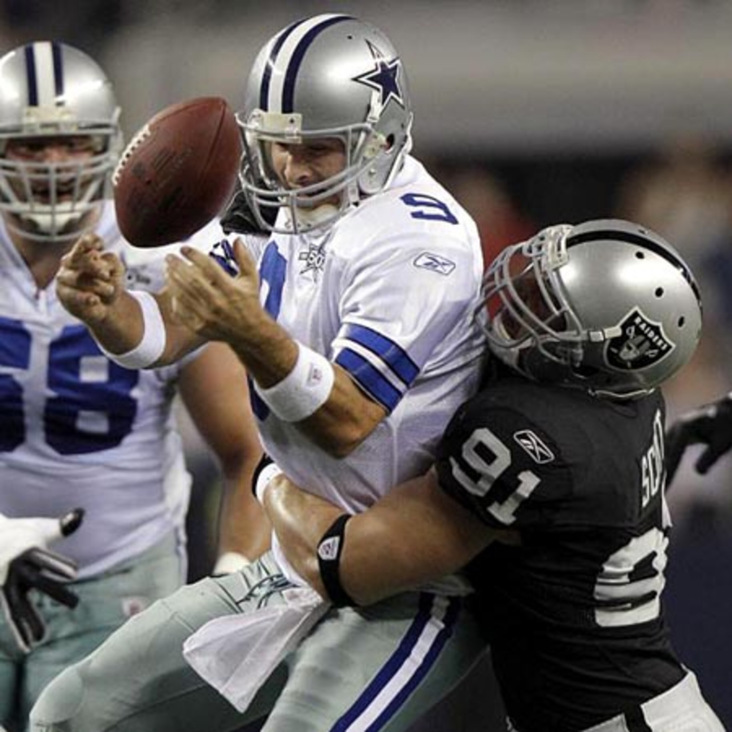 Trevor Scott gets to Romo