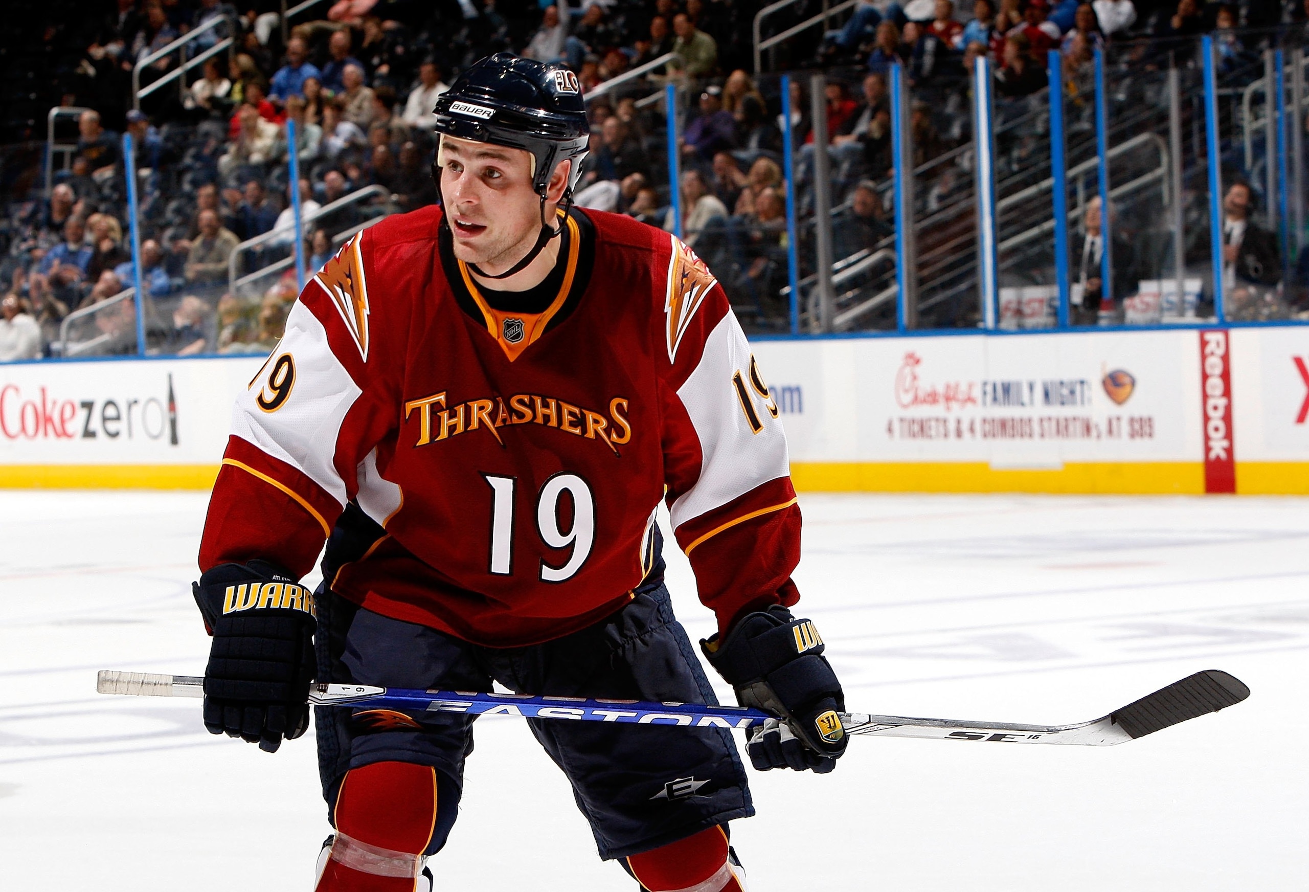 ATLANTA - OCTOBER 29:  Marty Reasoner #19 of the Atlanta Thrashers against the Washington Capitals at Philips Arena on October 29, 2009 in Atlanta, Georgia.  (Photo by Kevin C. Cox/Getty Images)