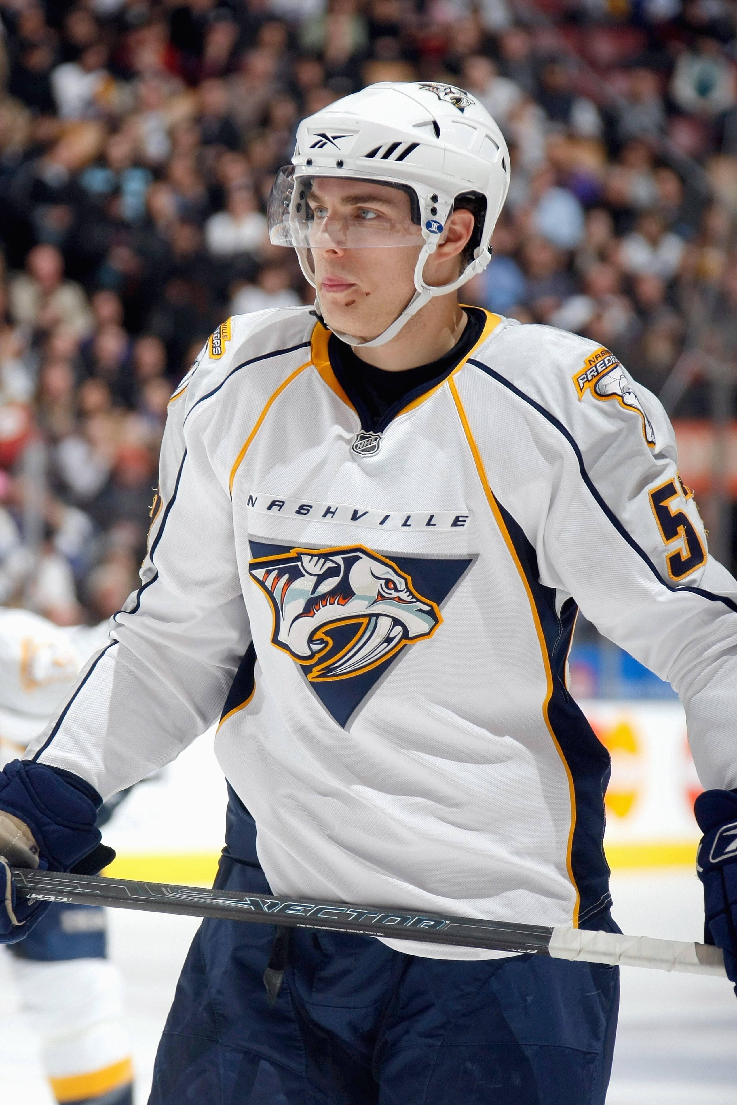 TORONTO - JANUARY 13:  Michael Santorelli #53 of the Nashville Predators skates against the Toronto Maple Leafs at the Air Canada Centre January 13, 2009 in Toronto, Ontario. (Photo By Dave Sandford/Getty Images)