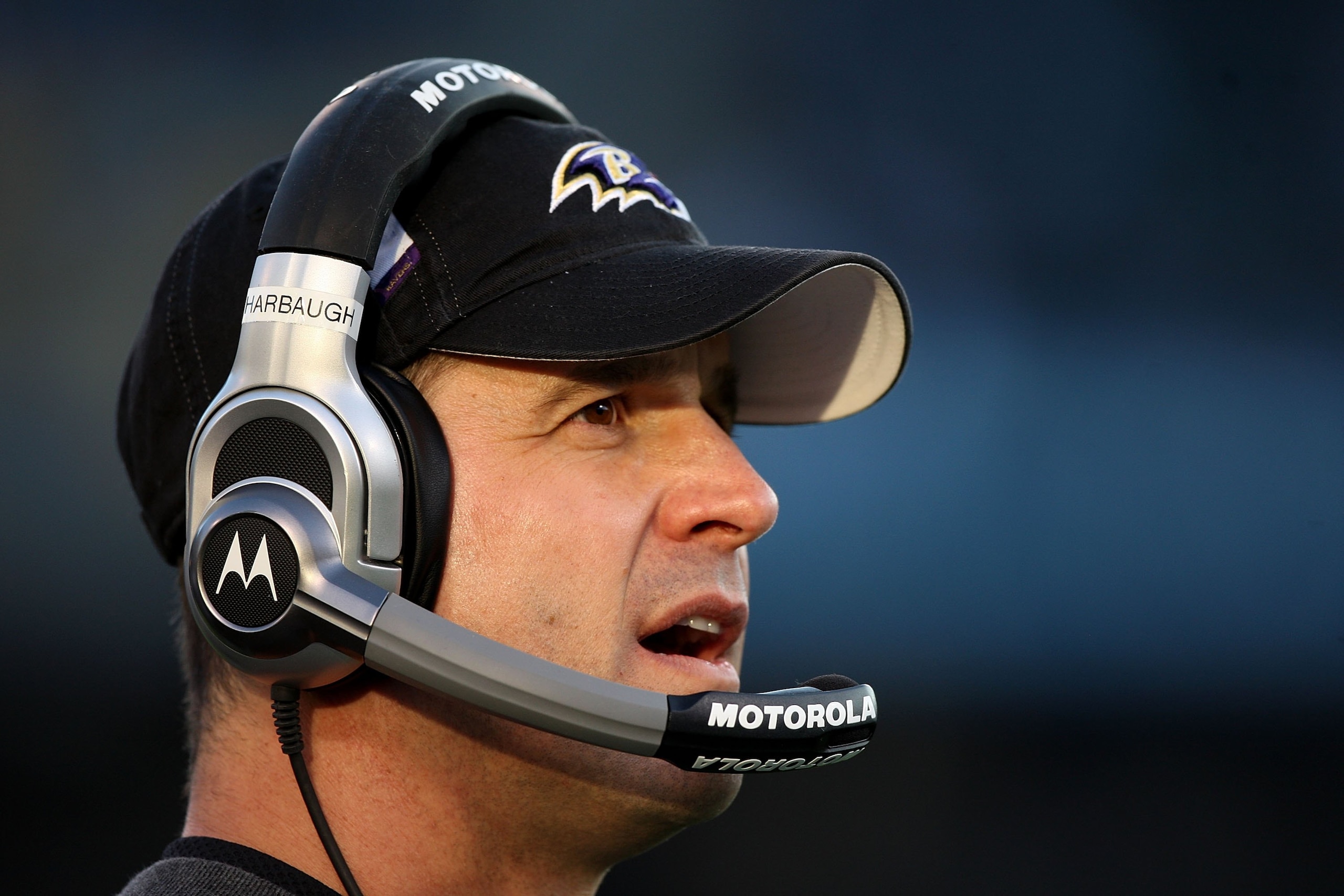 OAKLAND, CA - JANUARY 03: Head coach John Harbaugh of the Baltimore Ravens looks on against the Oakland Raiders during an NFL game at Oakland-Alameda County Coliseum on January 3, 2010 in Oakland, California. (Photo by Jed Jacobsohn/Getty Images) OAKLAND, CA - JANUARY 03: Head coach John Harbaugh of the Baltimore Ravens looks on against the Oakland Raiders during an NFL game at Oakland-Alameda County Coliseum on January 3, 2010 in Oakland, California. (Photo by Jed Jacobsohn/Getty Images)