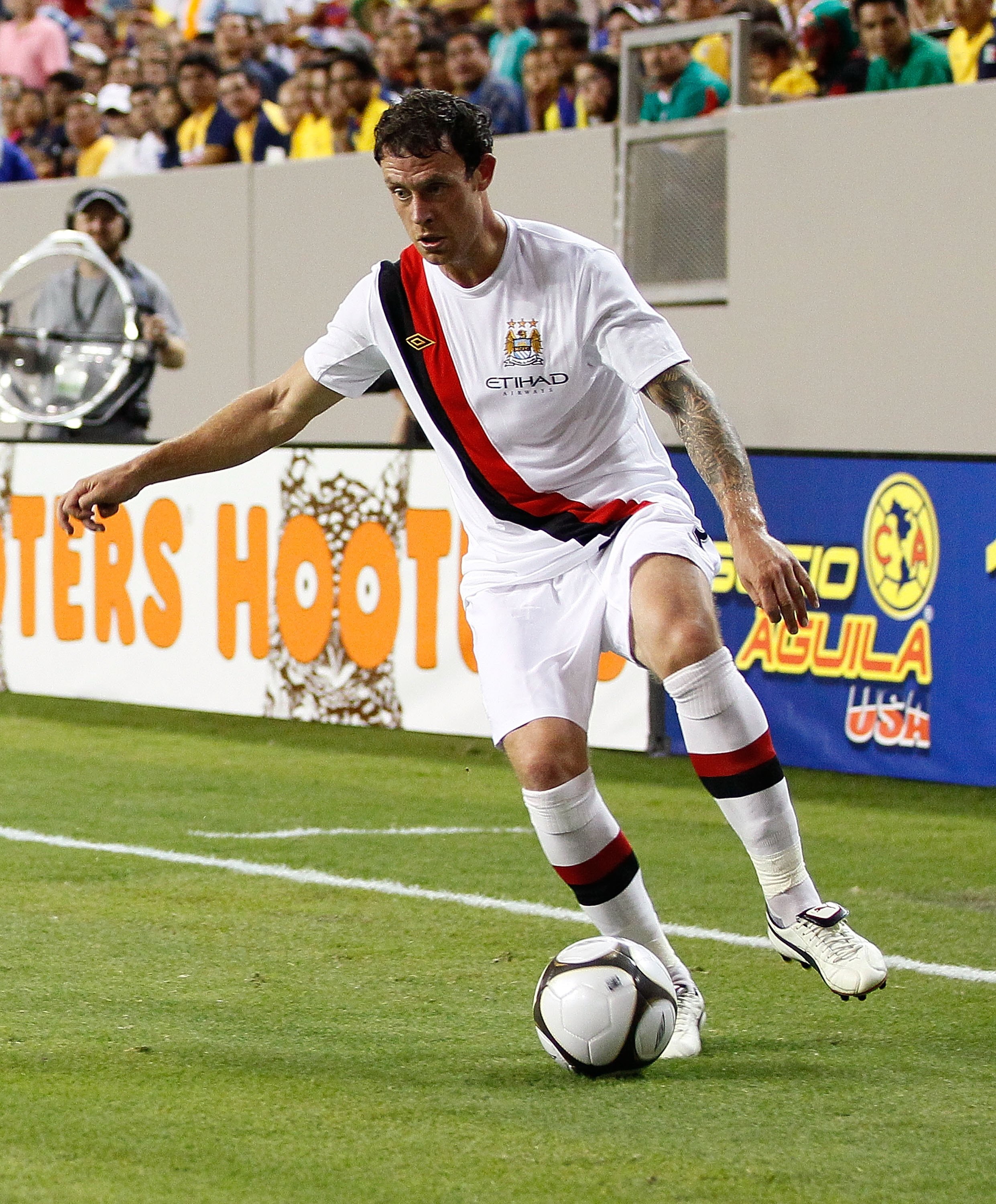 ATLANTA - JULY 28:  Wayne Bridge #3 of Manchester City against Club America during the 2010 Aaron's International Soccer Challenge match at Georgia Dome on July 28, 2010 in Atlanta, Georgia.  (Photo by Kevin C. Cox/Getty Images)