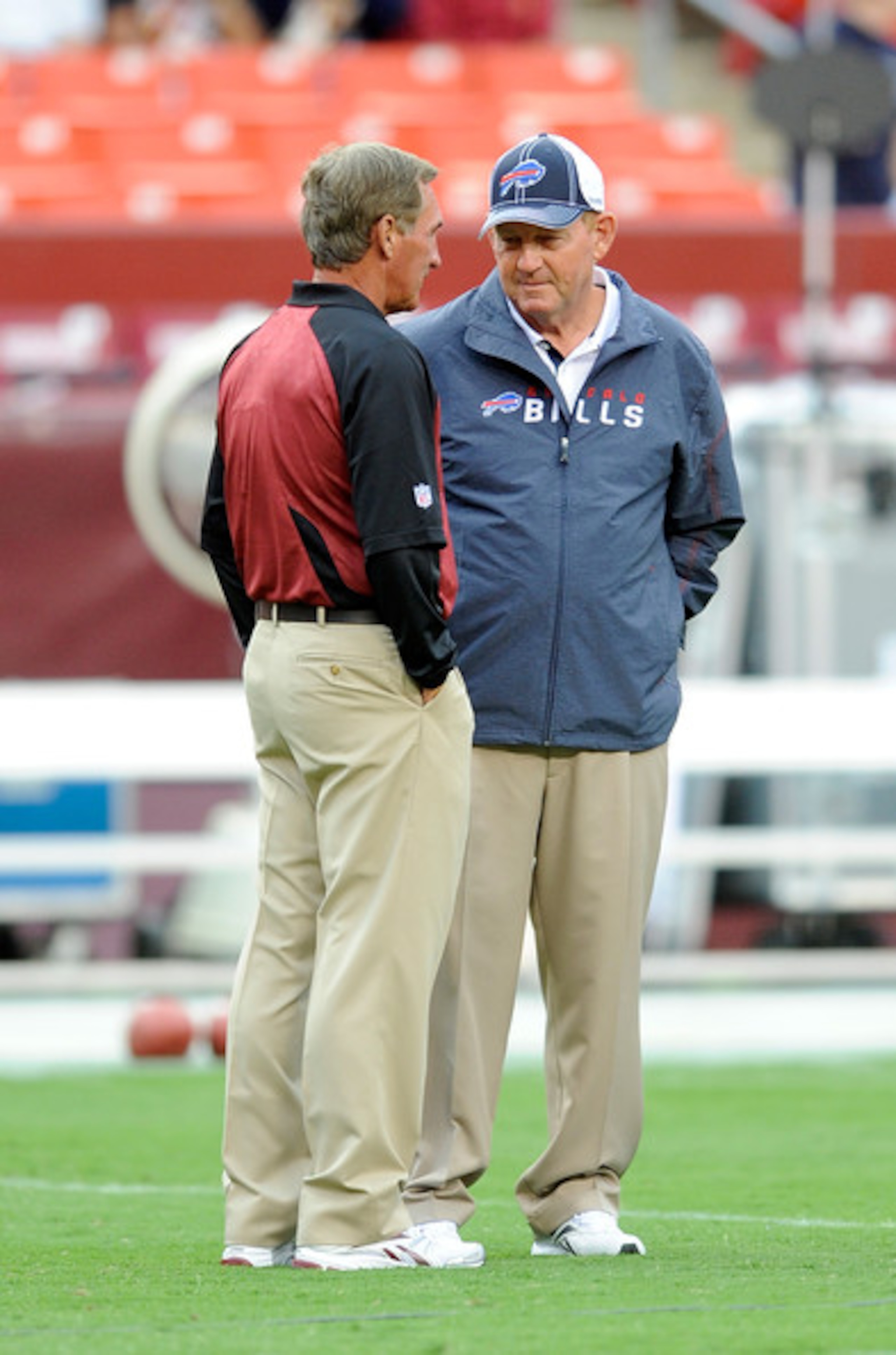 Chan Gailey and Mike Shanahan visit before the game