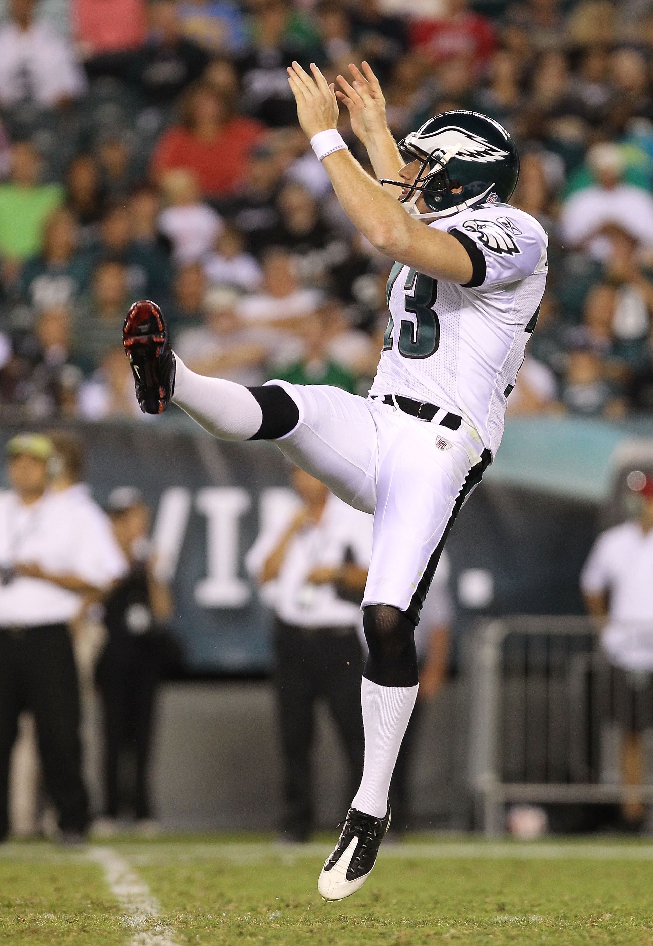 PHILADELPHIA - AUGUST 13:  Ken Parrish #13 of the Philadelphia Eagles punts against the Jacksonville Jaguars during their preseason game at Lincoln Financial Field on August 13, 2010 in Philadelphia, Pennsylvania.  (Photo by Nick Laham/Getty Images)
