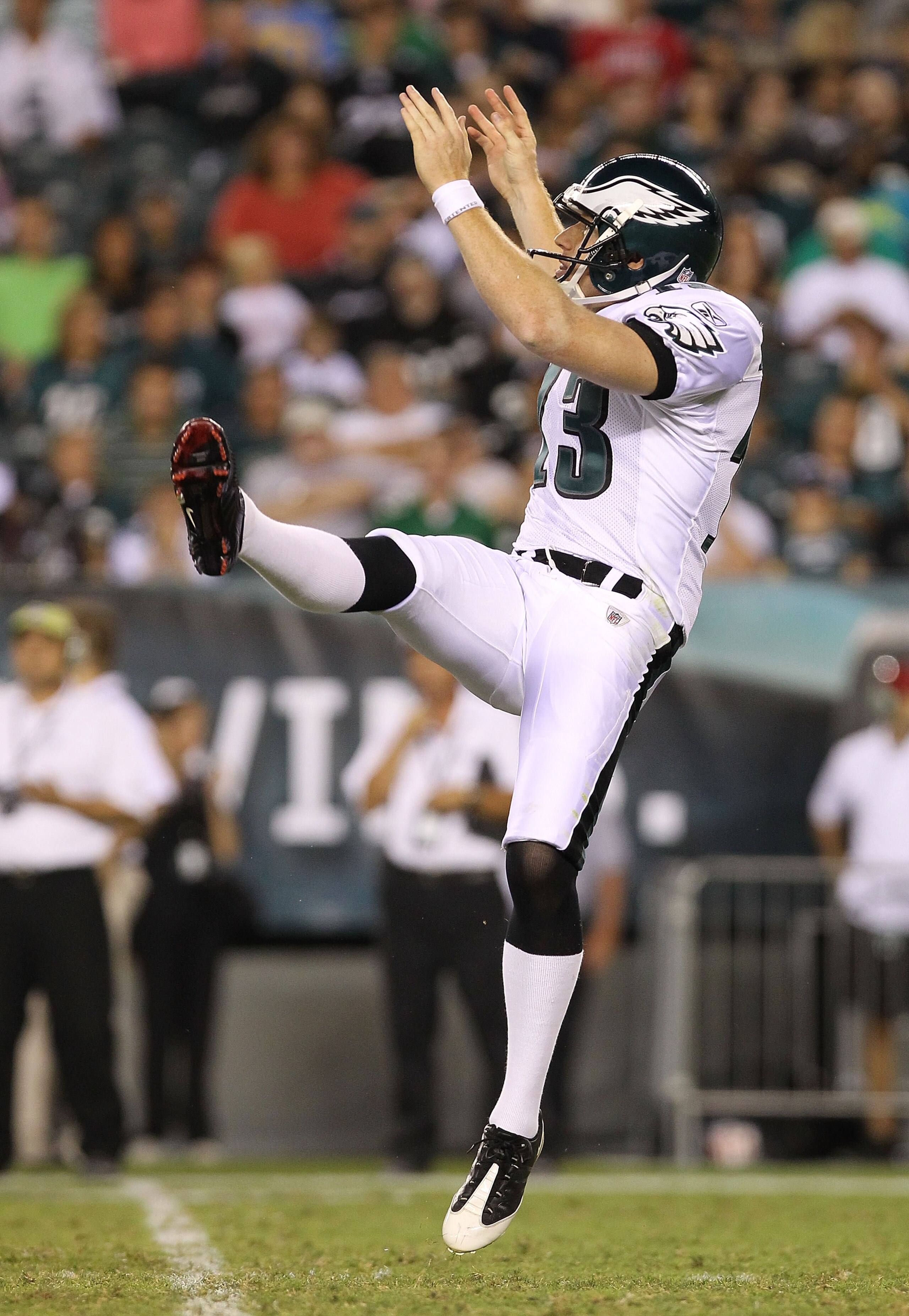 PHILADELPHIA - AUGUST 13:  Ken Parrish #13 of the Philadelphia Eagles punts against the Jacksonville Jaguars during their preseason game at Lincoln Financial Field on August 13, 2010 in Philadelphia, Pennsylvania.  (Photo by Nick Laham/Getty Images)