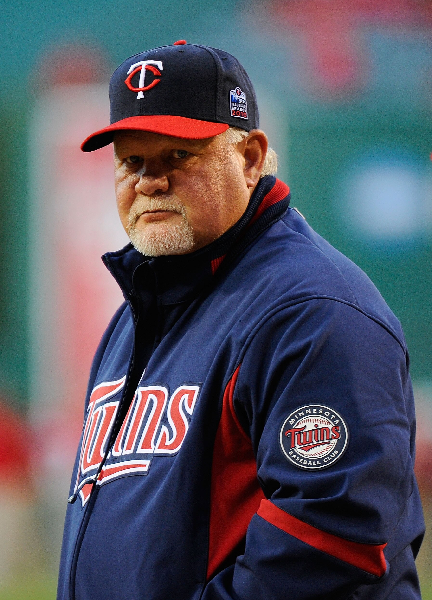 ANAHEIM, CA - APRIL 05:  Manager Ron Gardenhire of the Minnesota Twins stands on the field prior to their game against the Los Angeles Angels of Anaheim on Opening Day game at Angel Stadium on April 5, 2010 in Anaheim, California.  (Photo by Kevork Djanse