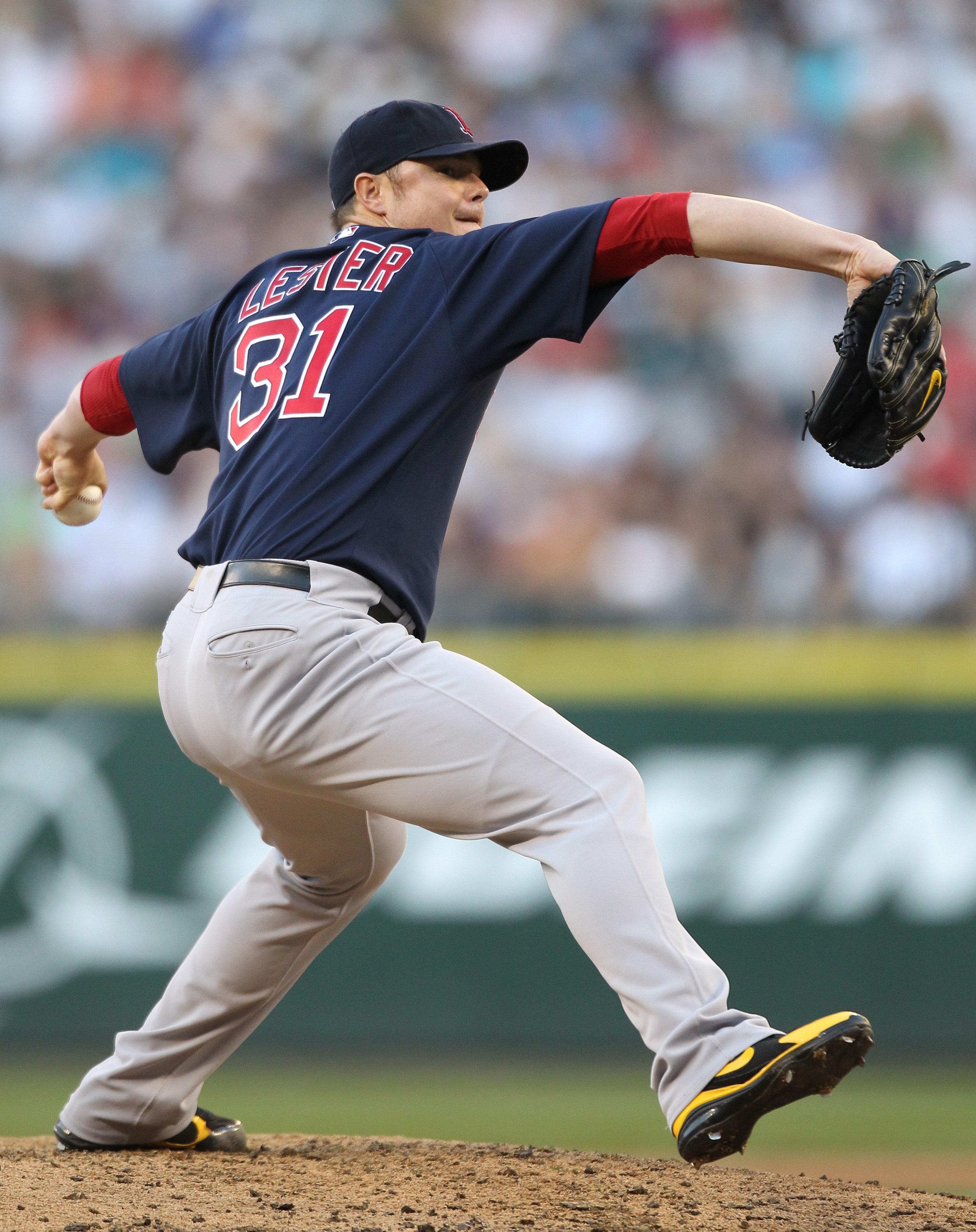 SEATTLE - JULY 24:  Starting pitcher Jon Lester #31 of the Boston Red Sox pitches against the Seattle Mariners at Safeco Field on July 24, 2010 in Seattle, Washington. (Photo by Otto Greule Jr/Getty Images)