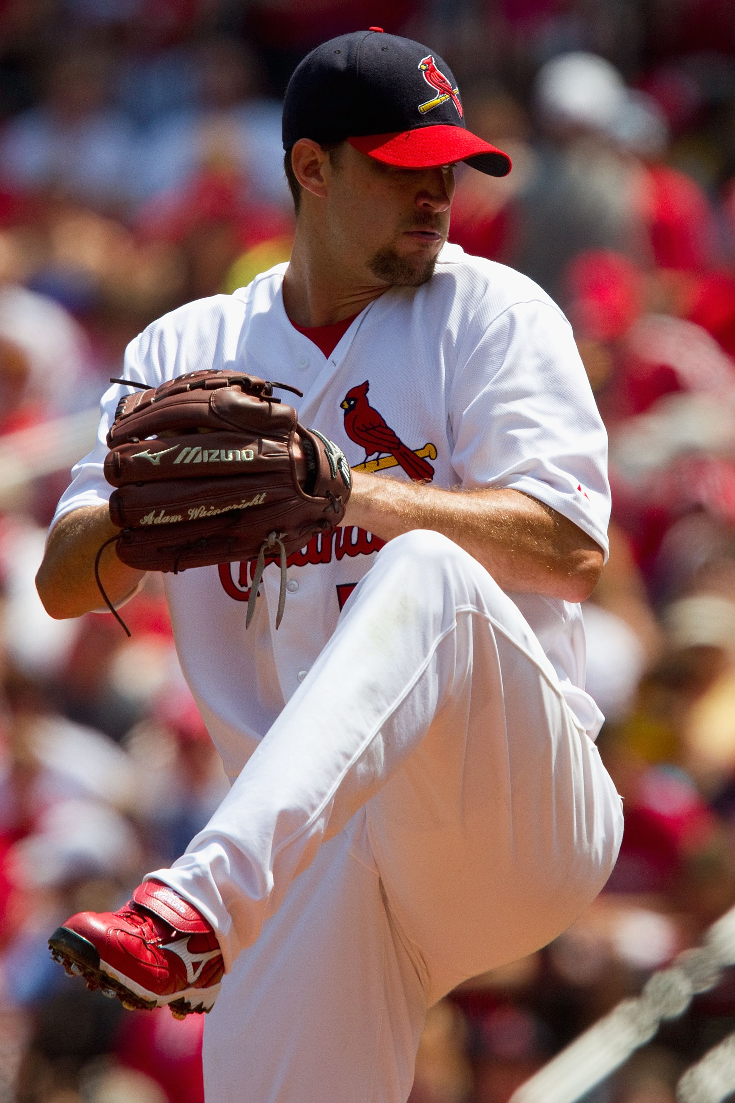 ST. LOUIS - AUGUST 1: Starting pitcher Adam Wainwright #50 of the St. Louis Cardinals throws against the Pittsburgh Pirates at Busch Stadium on August 1, 2010 in St. Louis, Missouri. The Cardinals beat the Pirates 9-1. (Photo by Dilip Vishwanat/Getty Im ST. LOUIS - AUGUST 1: Starting pitcher Adam Wainwright #50 of the St. Louis Cardinals throws against the Pittsburgh Pirates at Busch Stadium on August 1, 2010 in St. Louis, Missouri. The Cardinals beat the Pirates 9-1. (Photo by Dilip Vishwanat/Getty Im