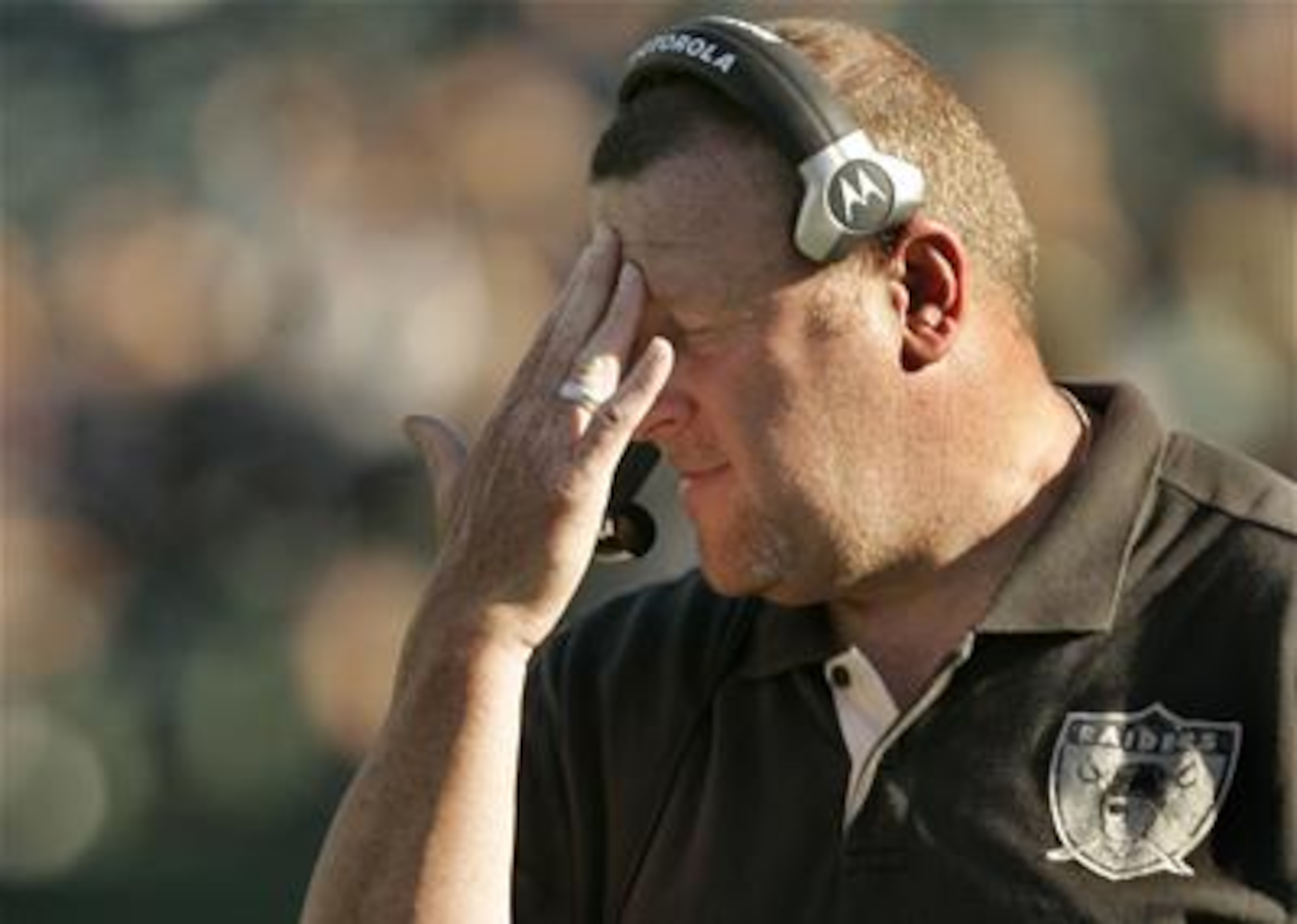 Head coach Tom Cable agonizing over a game day decision Head coach Tom Cable agonizing over a game day decision