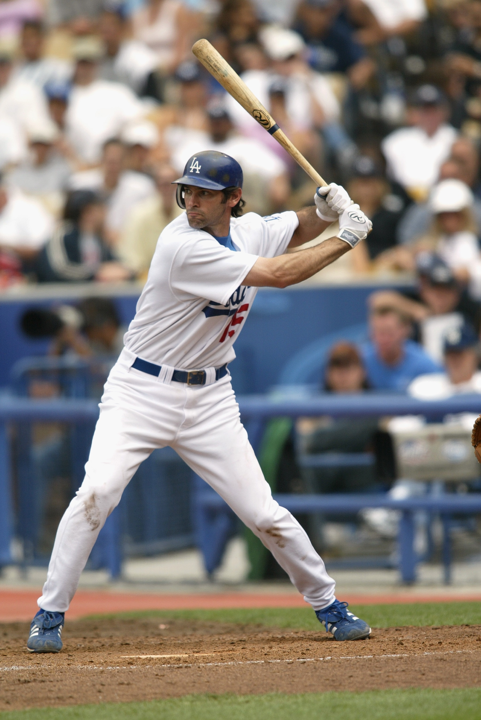 LOS ANGELES - JUNE 19:  First baseman Shawn Green #15 of the Los Angeles Dodgers at bat during the game against the New York Yankees on June 19, 2004 at Dodger Stadium in Los Angeles, California. The Yankees won 6-2.  (Photo by Streeter Lecka/Getty Images