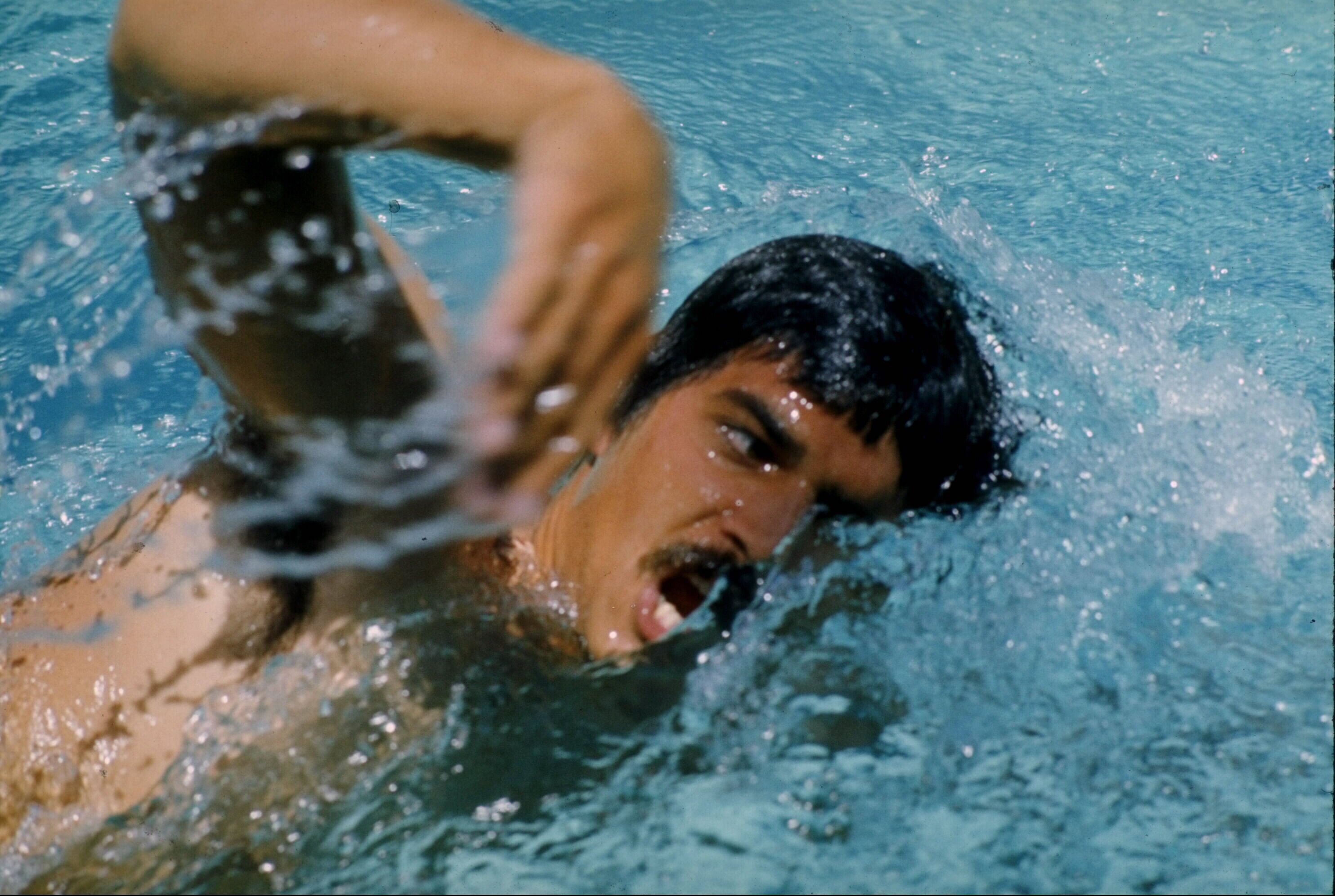 1972:  Mark Spitz of the USA in action at the 1972 Olympics Games in Munich, Germany. Spitz achieved medal winning fame at these Munich Games where he won seven golds, the highest any Olympic Competitor has won for any sport at single Games.  He took both