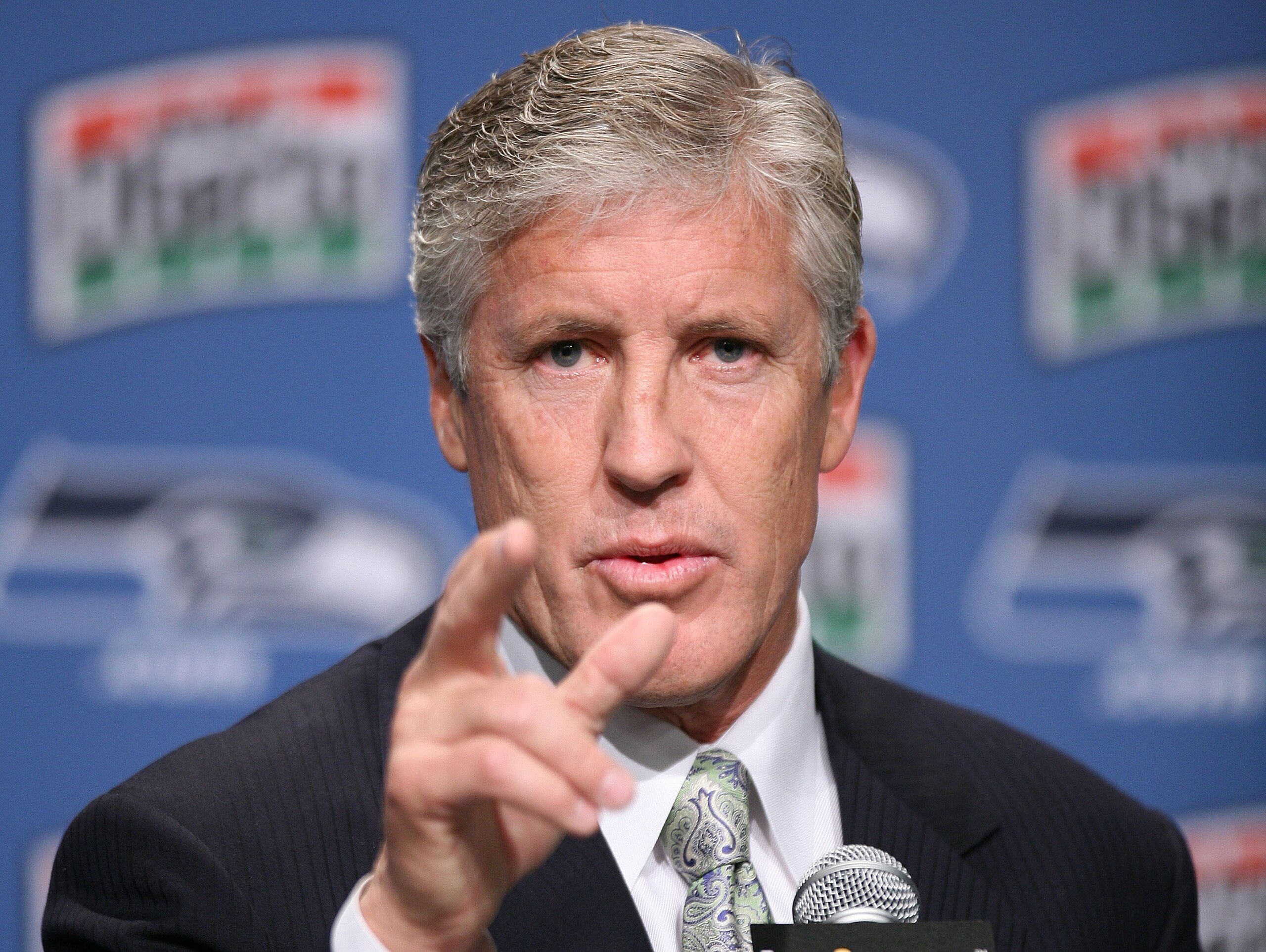 RENTON, WA - JANUARY 12:  Pete Carroll answers questions at a press conference announcing his hiring as the new head coach of the Seattle Seahawks on January 12, 2010 at the Seahawks training facility in Renton, Washington. (Photo by Otto Greule Jr/Getty