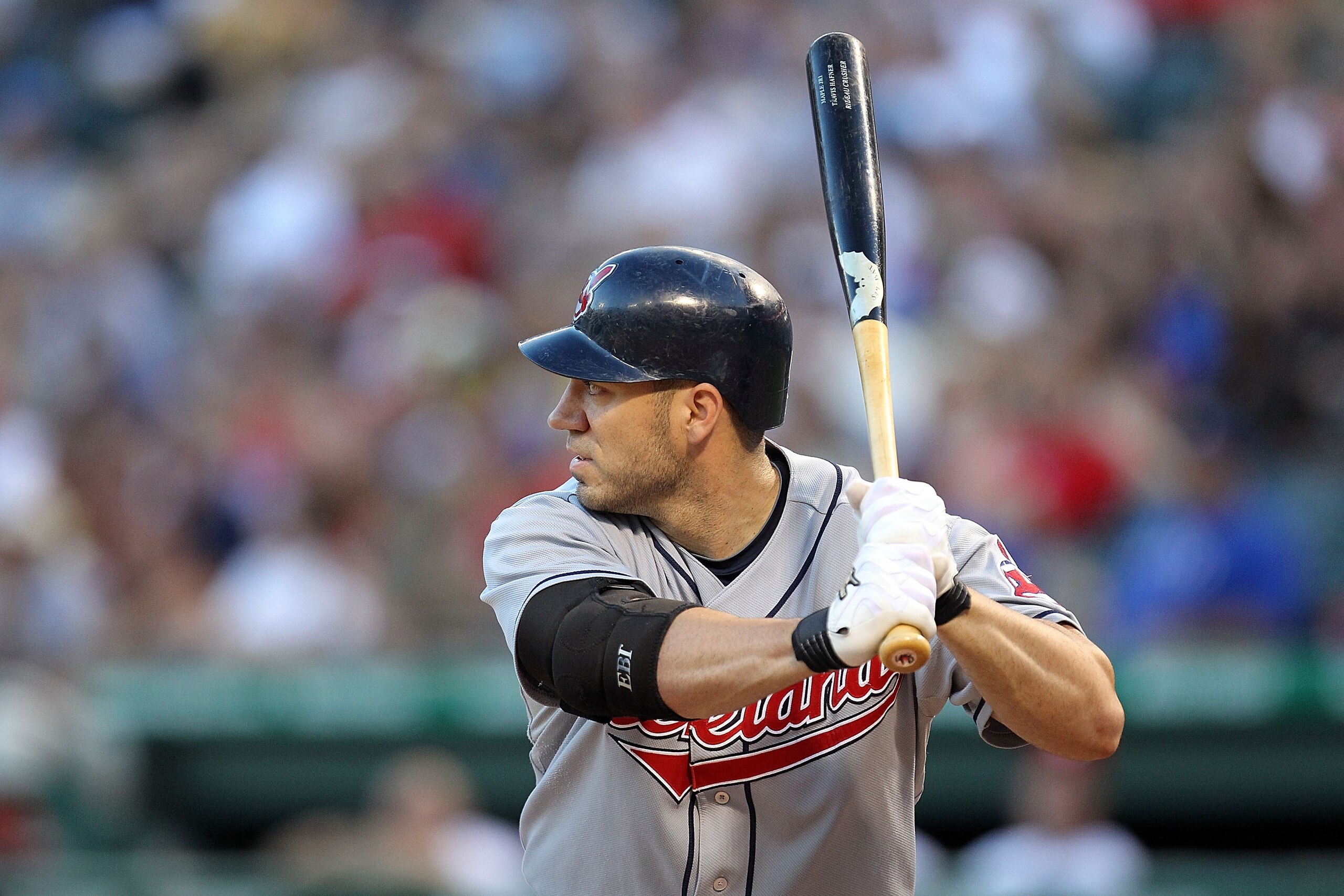 ARLINGTON, TX - JULY 05:  Travis Hafner #48 of the Cleveland Indians on July 5, 2010 at Rangers Ballpark in Arlington, Texas.  (Photo by Ronald Martinez/Getty Images)