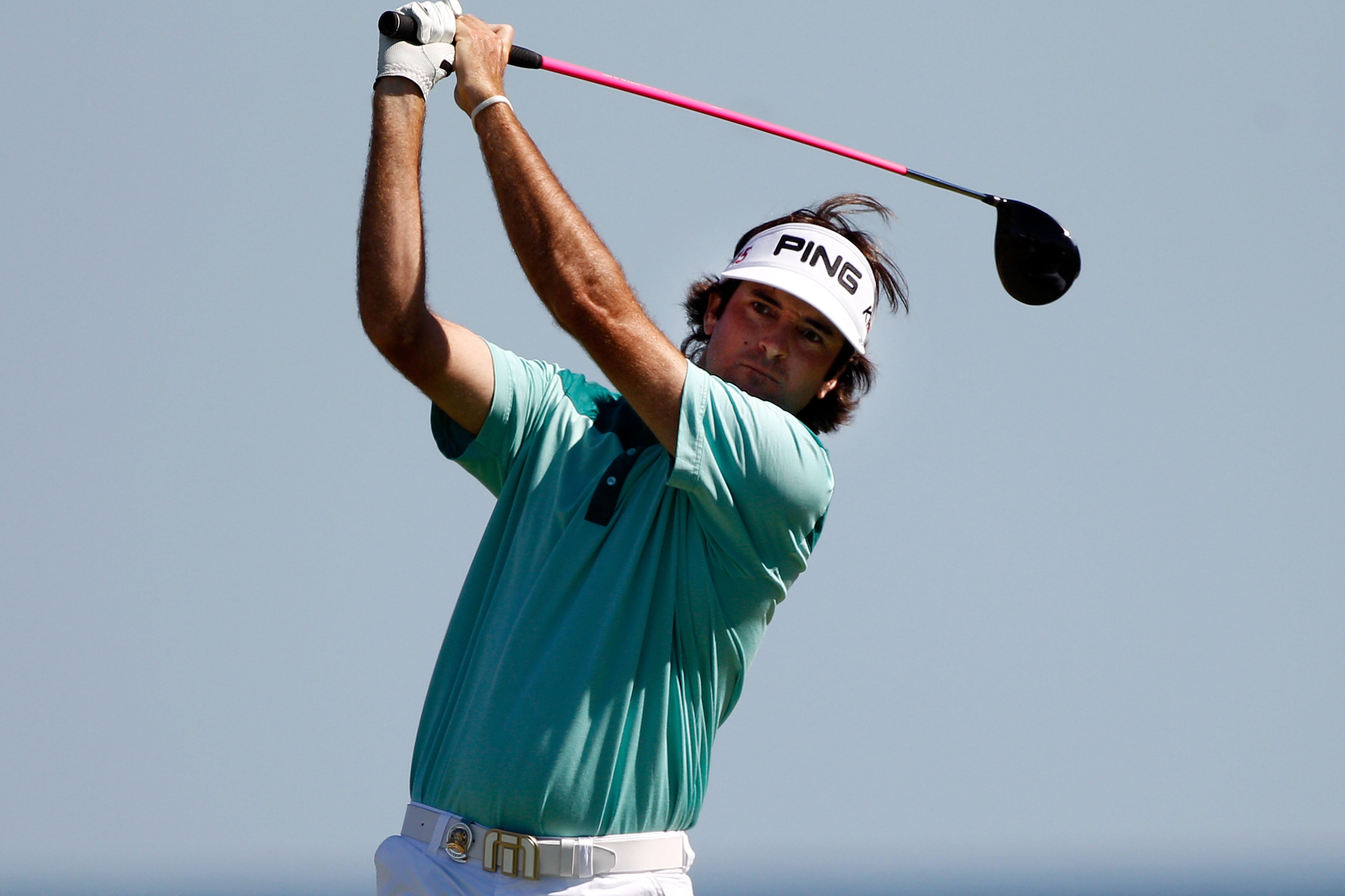 KOHLER, WI - AUGUST 15:  Bubba Watson hits his tee shot on the 11th hole during the final round of the 92nd PGA Championship on the Straits Course at Whistling Straits on August 15, 2010 in Kohler, Wisconsin.  (Photo by Chris Graythen/Getty Images)