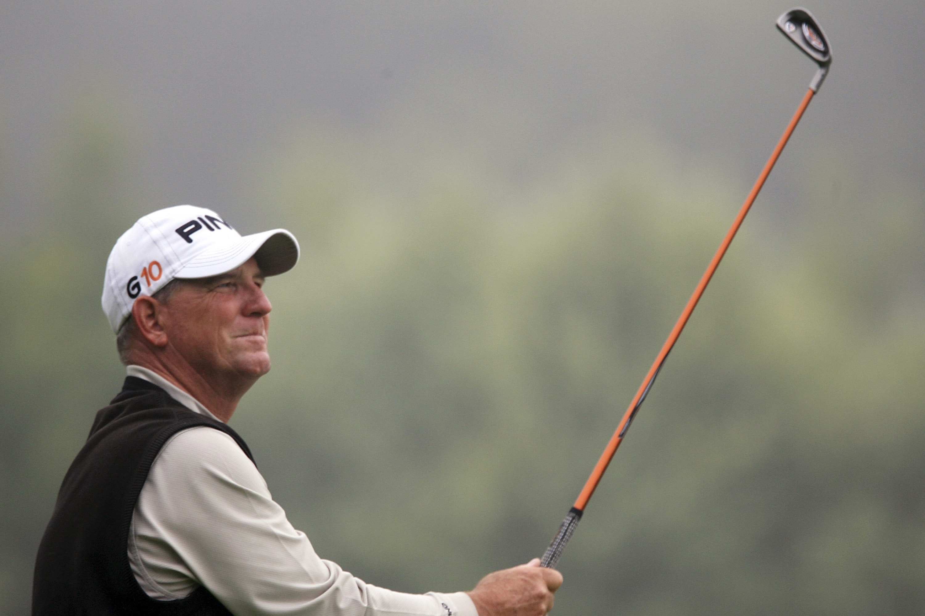 HEXHAM, ENGLAND - JUNE 27:  Mike Cunning of the US in action during the fog-delayed third round of the De Vere Collection PGA Seniors Championship played over The Hunting Course, De Vere Slaley Hall on June 27, 2009 in Hexham, England  (Photo by Phil Ingl