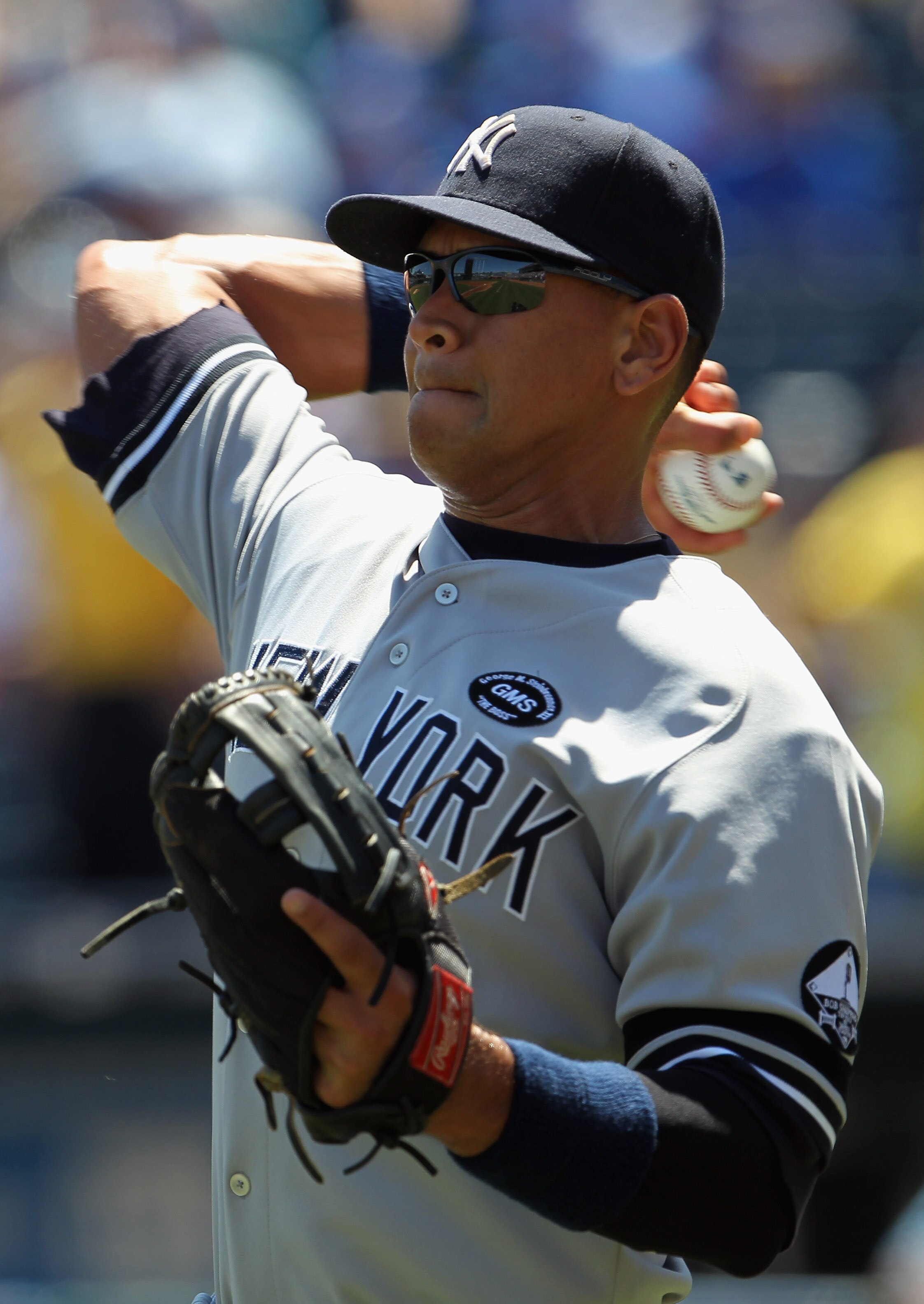 KANSAS CITY, MO - AUGUST 15:  Alex Rodriguez #13 of the New York Yankees warms up prior to the start of the game against the Kansas City Royals on August 15, 2010 at Kauffman stadium in Kansas City, Missouri.  (Photo by Jamie Squire/Getty Images)