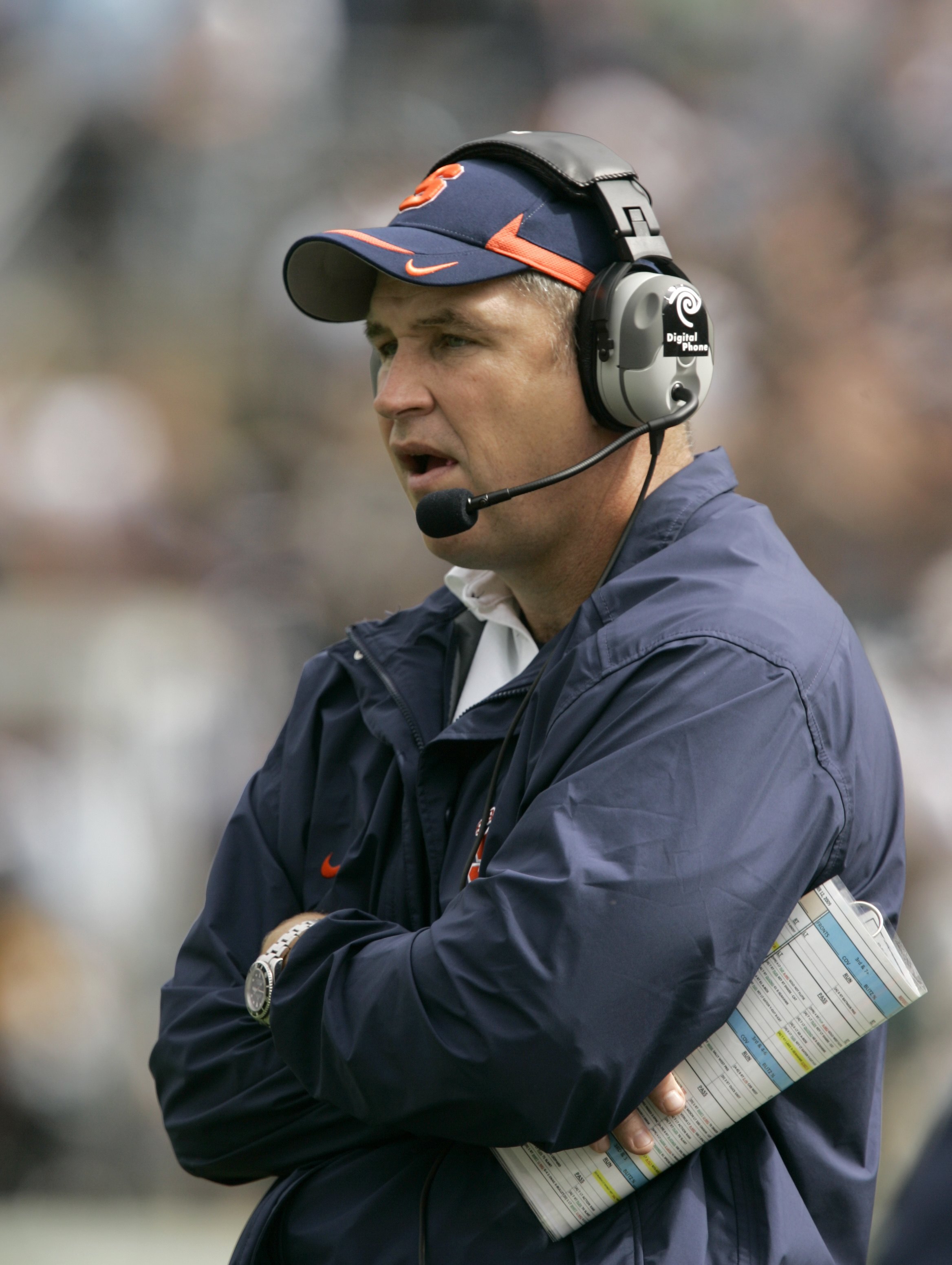 STATE COLLEGE, PA - SEPTEMBER 12: Head coach Doug Marrone of the Syracuse Orangemen watches the game during the second half of their game against the Penn State Nittany Lions at Beaver Stadium  September 12, 2009 in State College, Pennsylvania. Penn State