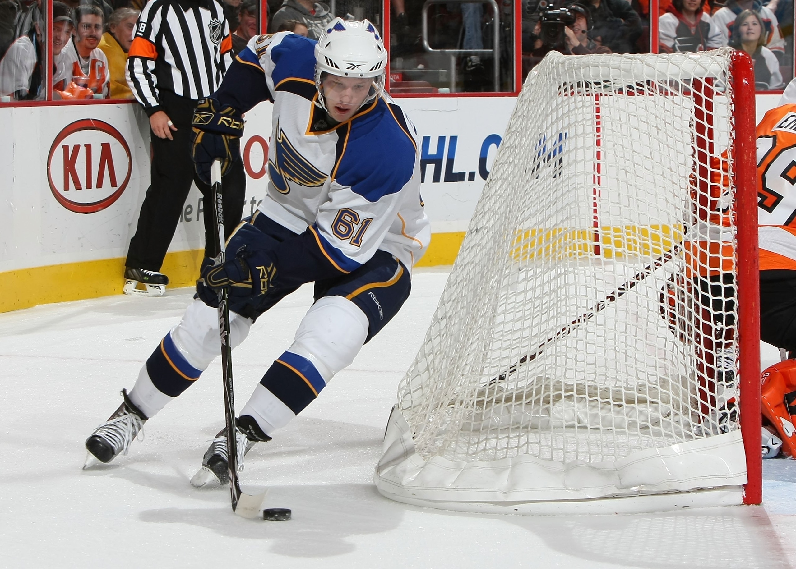 PHILADELPHIA, PA - NOVEMBER 07: Lars Eller #61 of the St. Louis Blues in action against The Philadelphia Flyers during their game on November 7, 2009 at The Wachovia Center in Philadelphia, Pennsylvania. (Photo by Al Bello/Getty Images) PHILADELPHIA, PA - NOVEMBER 07: Lars Eller #61 of the St. Louis Blues in action against The Philadelphia Flyers during their game on November 7, 2009 at The Wachovia Center in Philadelphia, Pennsylvania. (Photo by Al Bello/Getty Images)