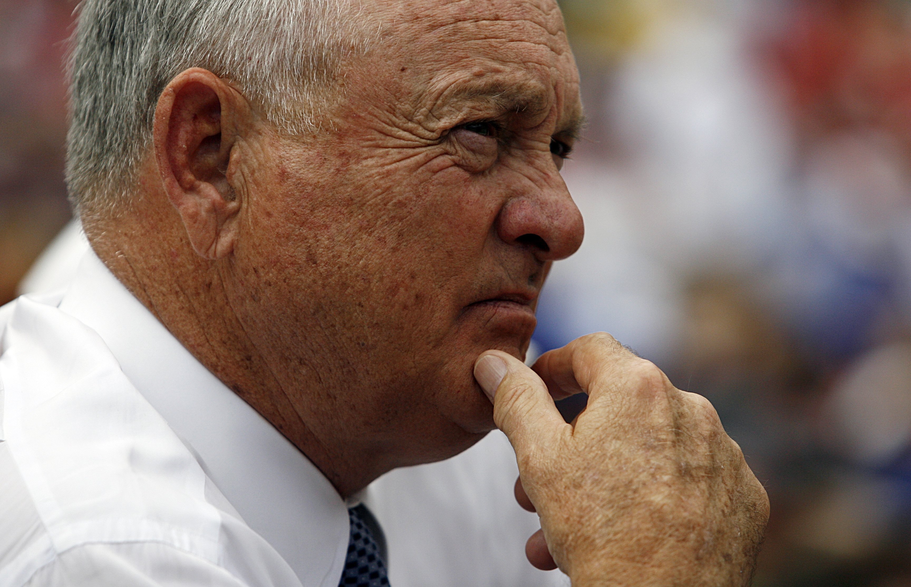 ARLINGTON, TX - APRIL 05:  Texas Rangers President Nolan Ryan watches the Texas Rangers take on the Toronto Blue Jays on Opening Day at Rangers Ballpark on April 5, 2010 in Arlington, Texas. (Photo by Tom Pennington/Getty Images)