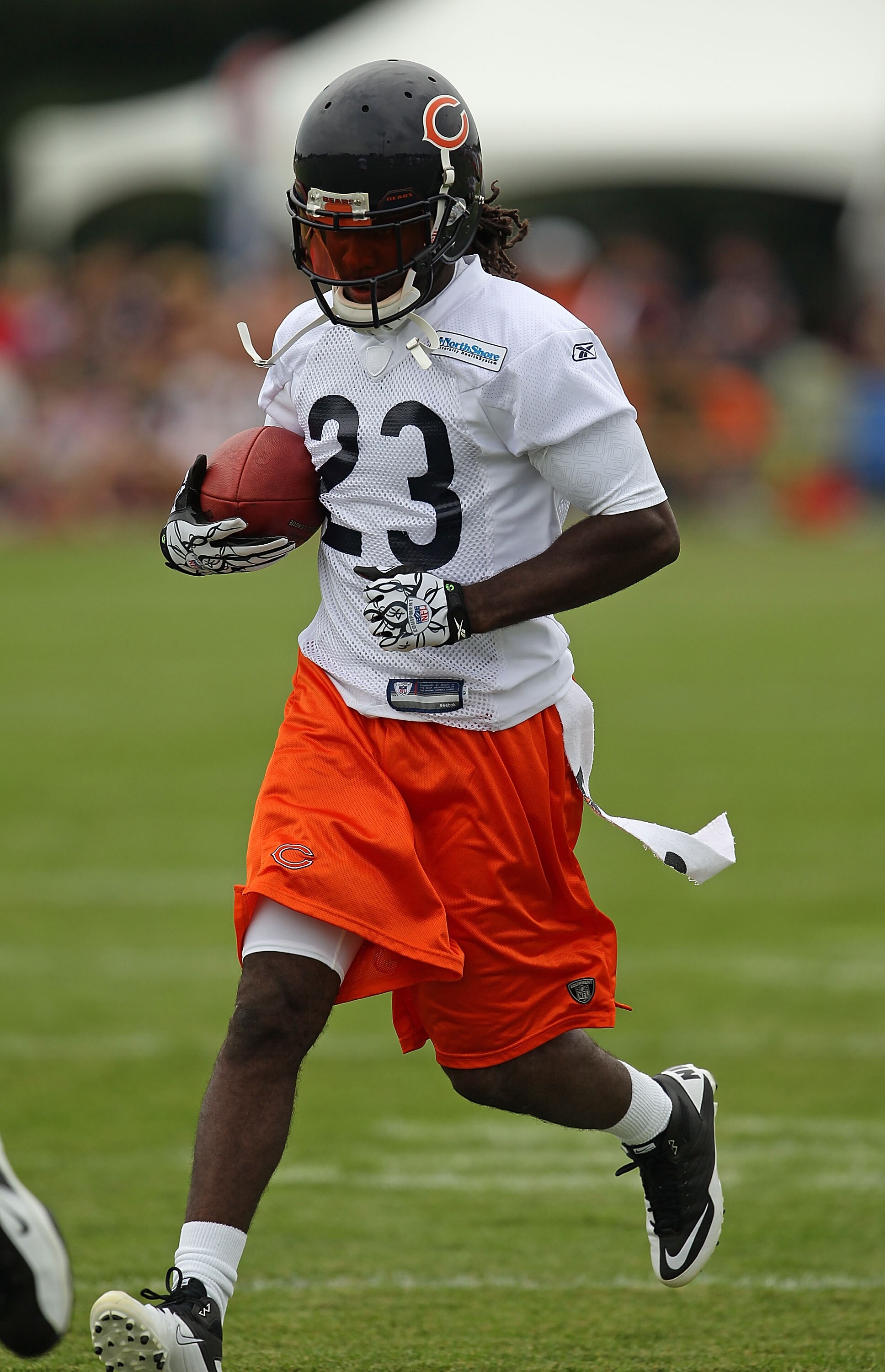 BOURBONNAIS, IL - JULY 30: Devin Hester #23 of the Chicago Bears works out during a summer training camp practice at Olivet Nazarene University on July 30, 2010 in Bourbonnais, Illinois. (Photo by Jonathan Daniel/Getty Images)