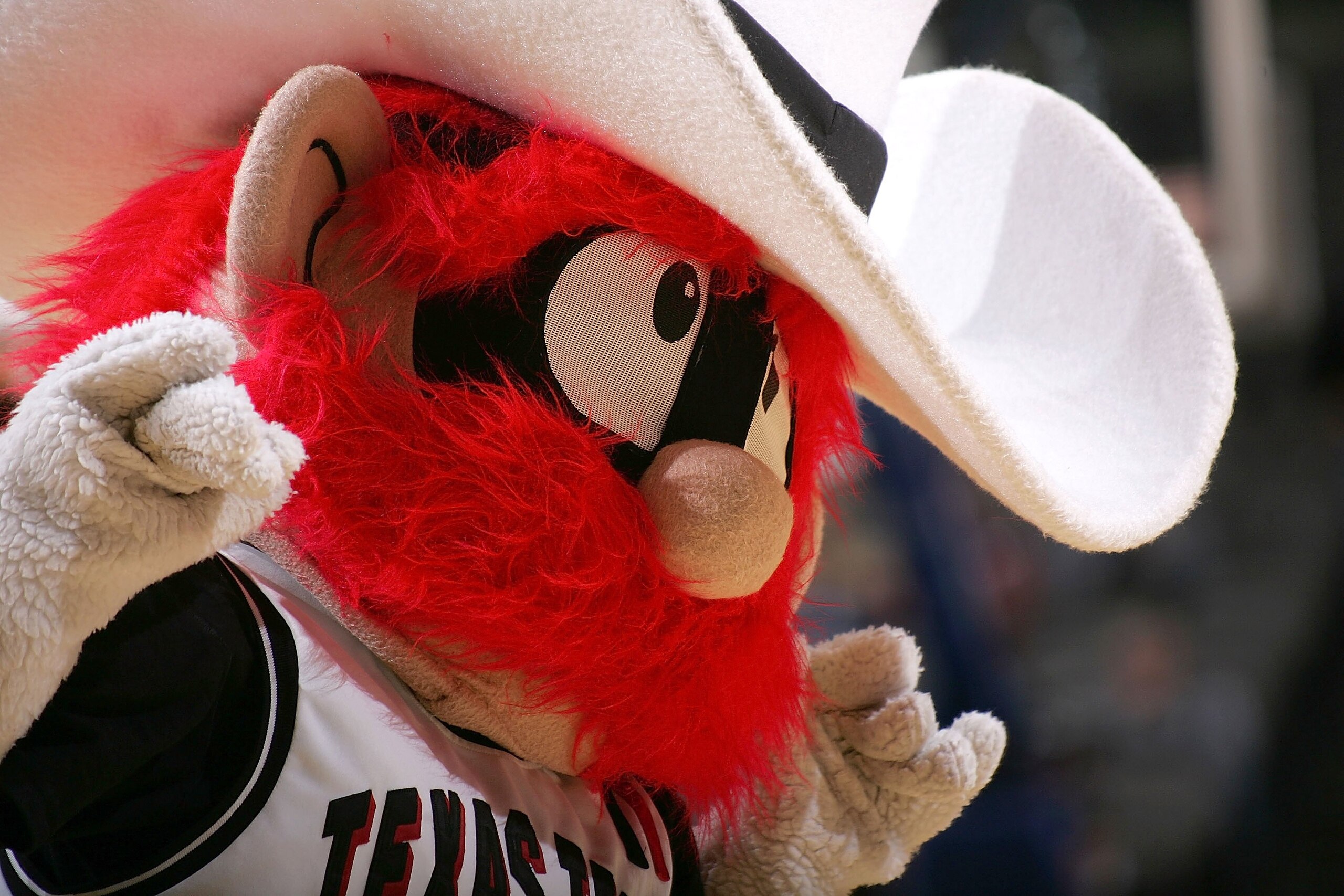 DALLAS - MARCH 09:  The mascot of the Texas Tech Raiders entertains the fans during a break in game action against the Kansas State Wildcats in the first round of the Phillips 66 Big 12 Men's Basketball Championship on March 9, 2006 at American Airlines A