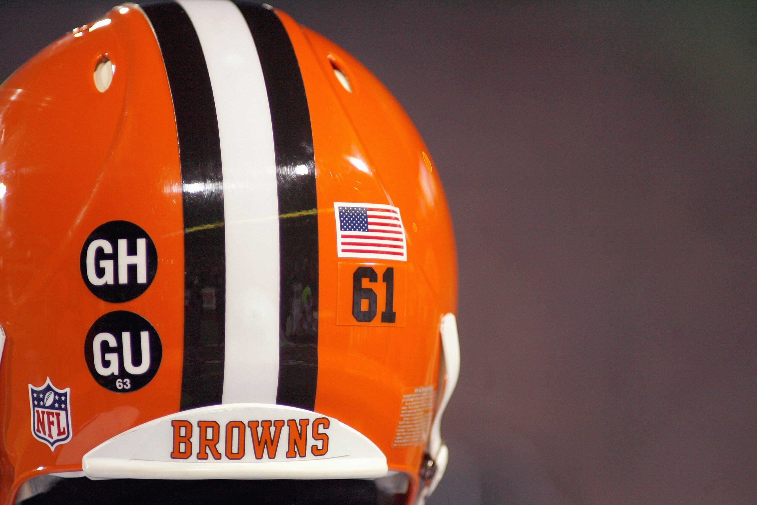 ORCHARD PARK - NOVEMBER 17:  A general view of a Cleveland Browns helmet taken during the game against the Buffalo Bills at Ralph Wilson Stadium on November 17, 2008 in Orchard Park, New York. (Photo by: Rick Stewart/Getty Images)