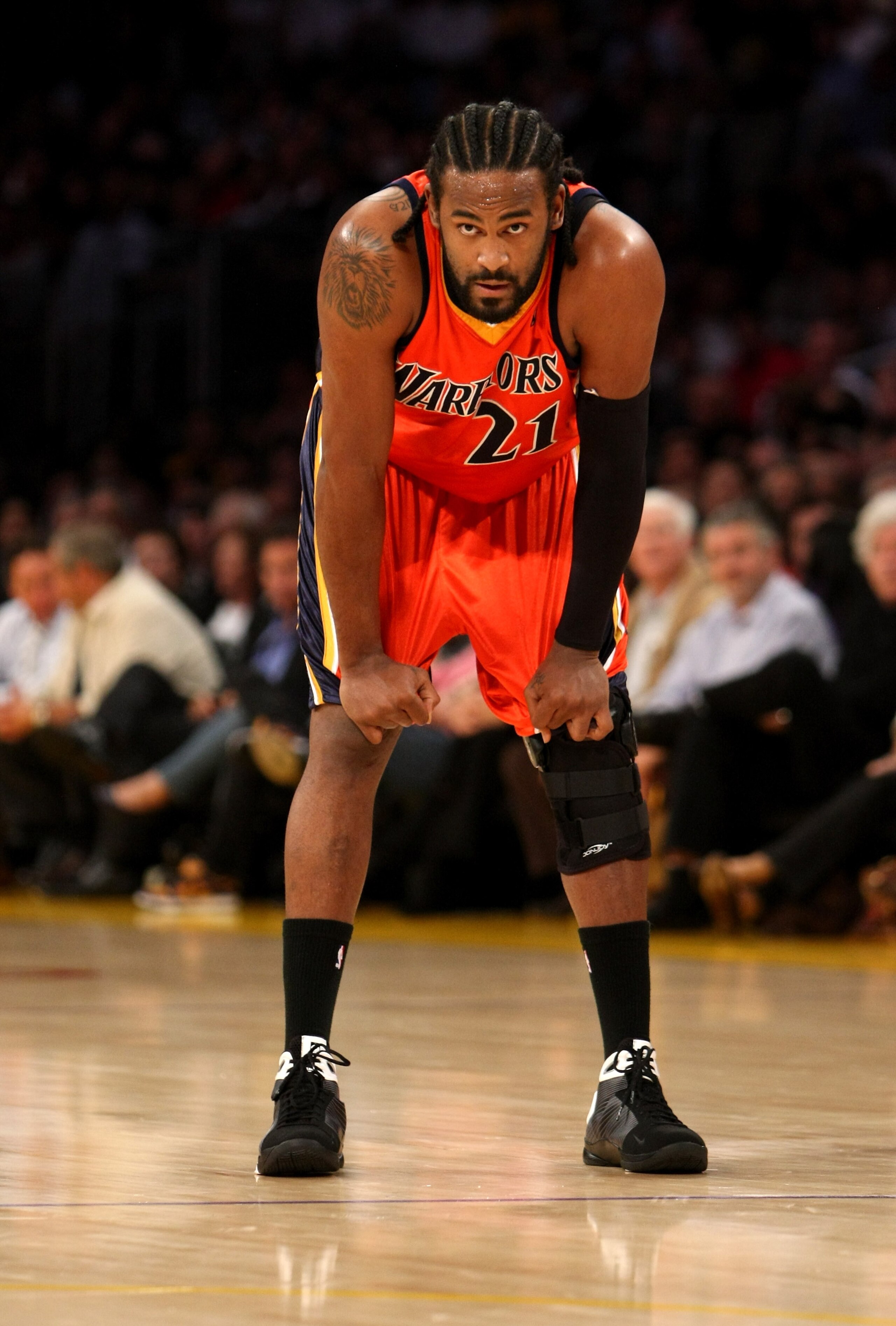 LOS ANGELES - MARCH 19:  Ronny Turiaf #21 of the Golden State Warriors on the court against the Los Angeles Lakers on March 19, 2009 at Staples Center in Los Angeles, California.  The Lakers won 114-106.  NOTE TO USER: User expressly acknowledges and agre