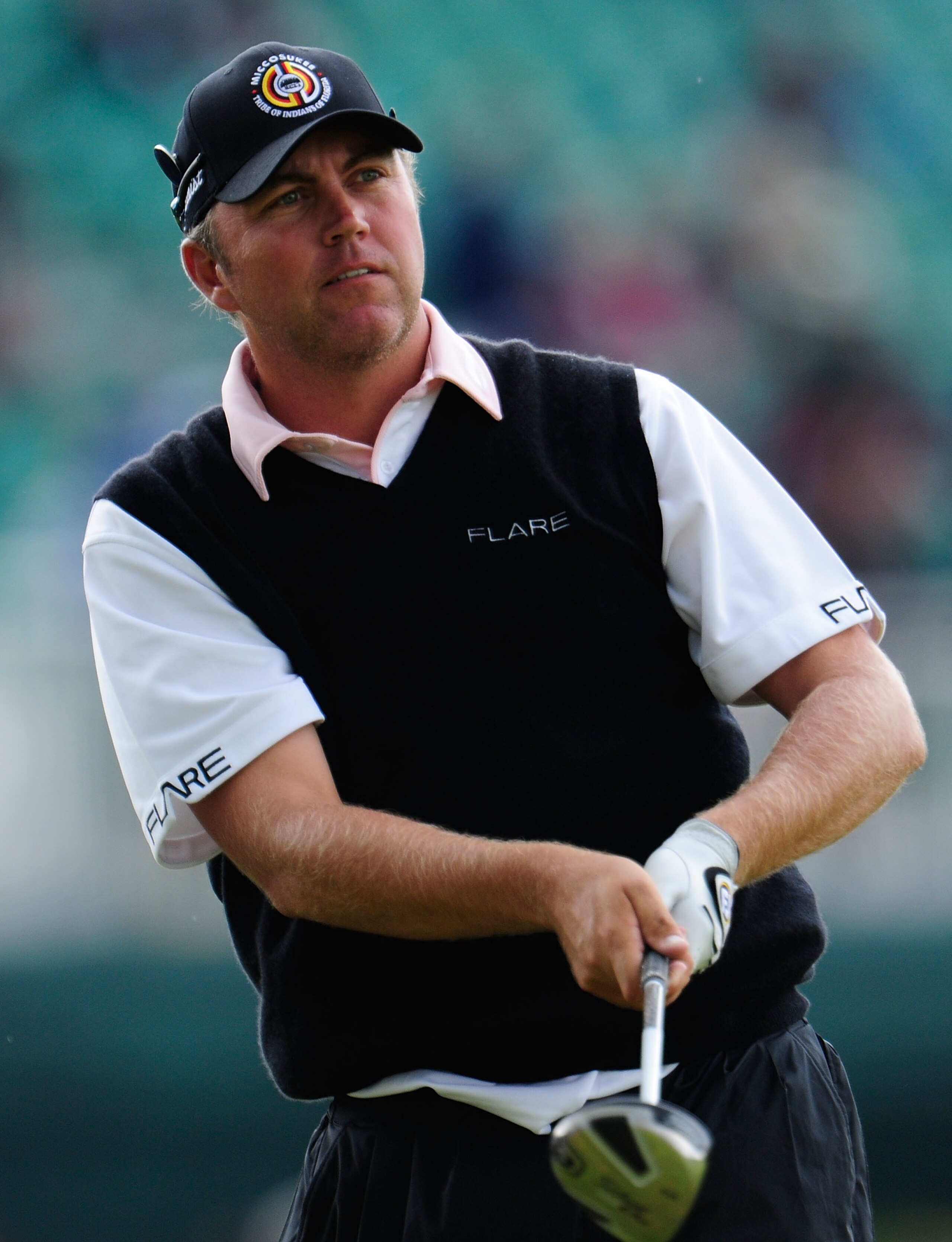 ST ANDREWS, SCOTLAND - JULY 15:  Bo Van Pelt of USA tees off on the 18th hole during the first round of the 139th Open Championship on the Old Course, St Andrews on July 15, 2010 in St Andrews, Scotland.  (Photo by Stuart Franklin/Getty Images)