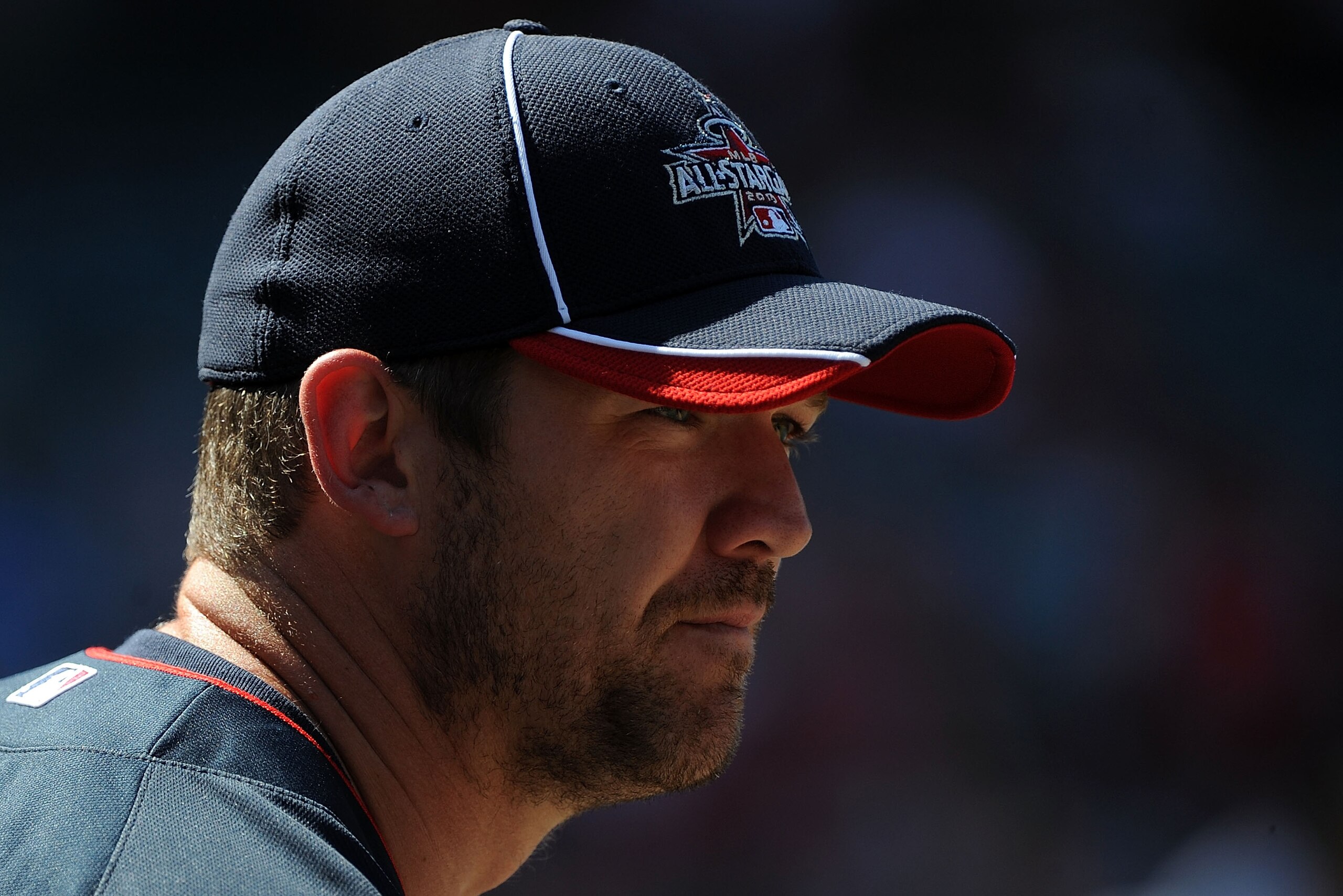 ANAHEIM, CA - JULY 12:  National League All-Star Scott Rolen #27 of the Cincinnati Reds looks on during Gatorade All-Star Workout Day at Angel Stadium of Anaheim on July 12, 2010 in Anaheim, California.  (Photo by Lisa Blumenfeld/Getty Images)
