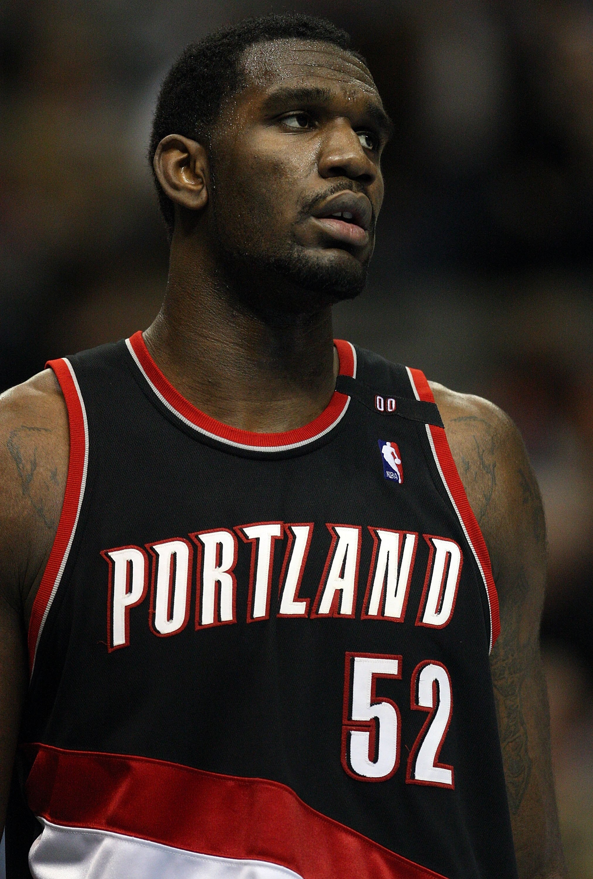 DALLAS - FEBRUARY 04:  Greg Oden #52 of the Portland Trail Blazers during play against the Dallas Mavericks on February 4, 2009 at American Airlines Center in Dallas, Texas.  NOTE TO USER: User expressly acknowledges and agrees that, by downloading and/or