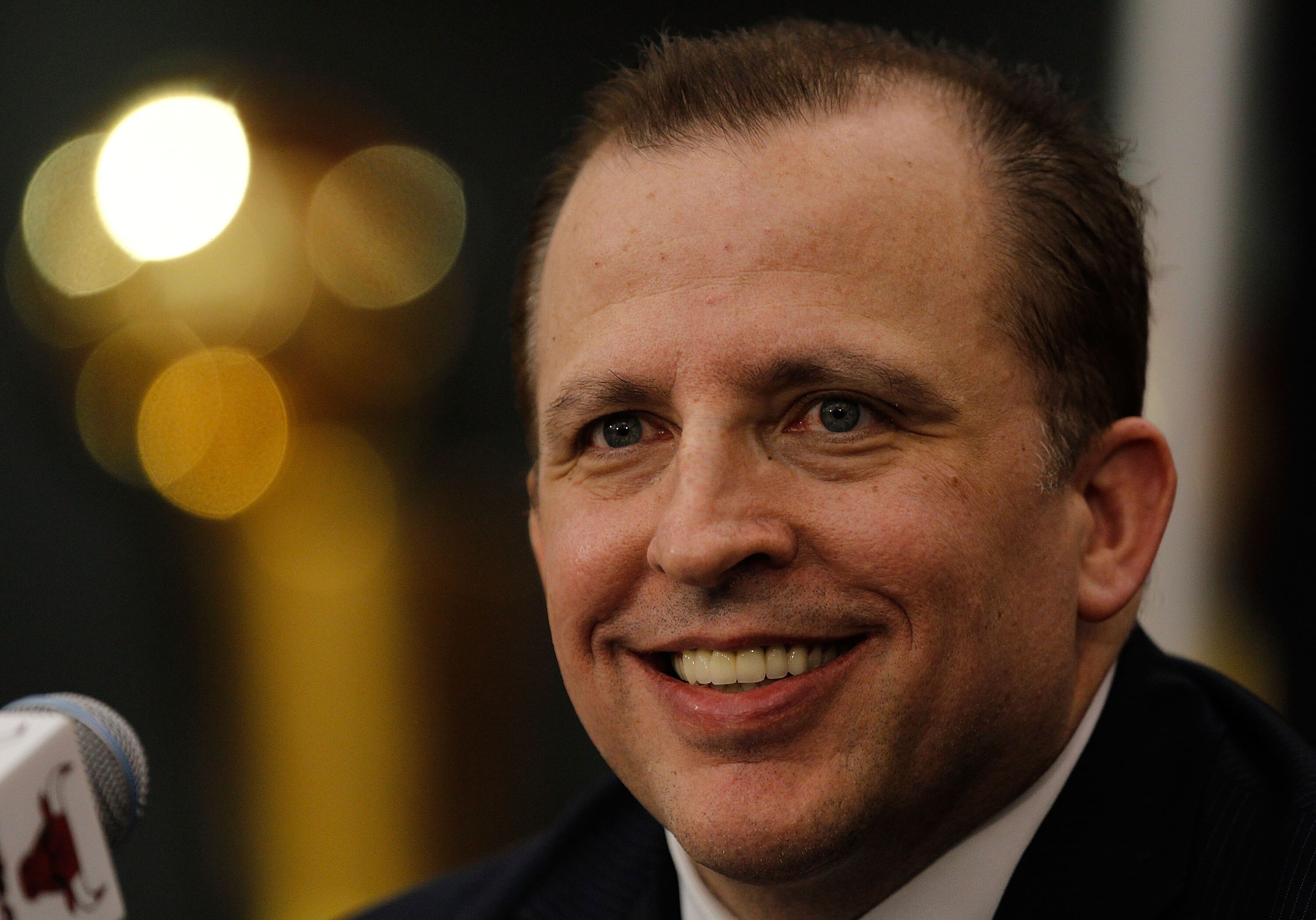 DEERFIELD, IL - JUNE 23: Tom Thibodeau, the new head coach of the Chicago Bulls, speaks during a press conference at the Berto Center practice facility on June 23, 2010 in Deerfield, Illinois. NOTE TO USER: User expressly acknowledges and agrees that, by
