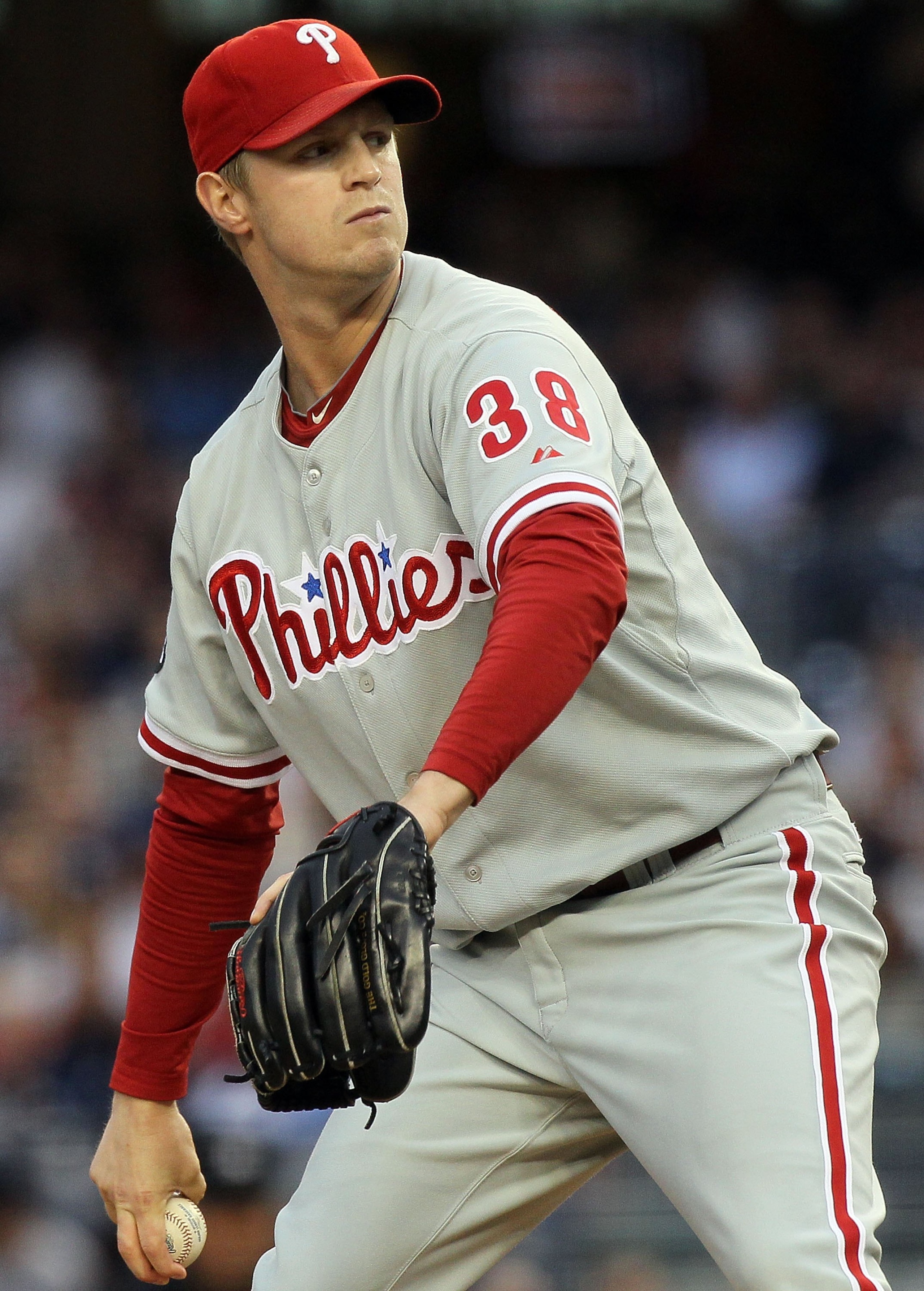 NEW YORK - JUNE 17:  Kyle Kendrick #38 of the Philadelphia Phillies delivers a pitch against the New York Yankees on June 17, 2010 at Yankee Stadium in the Bronx borough of New York City.  (Photo by Jim McIsaac/Getty Images)