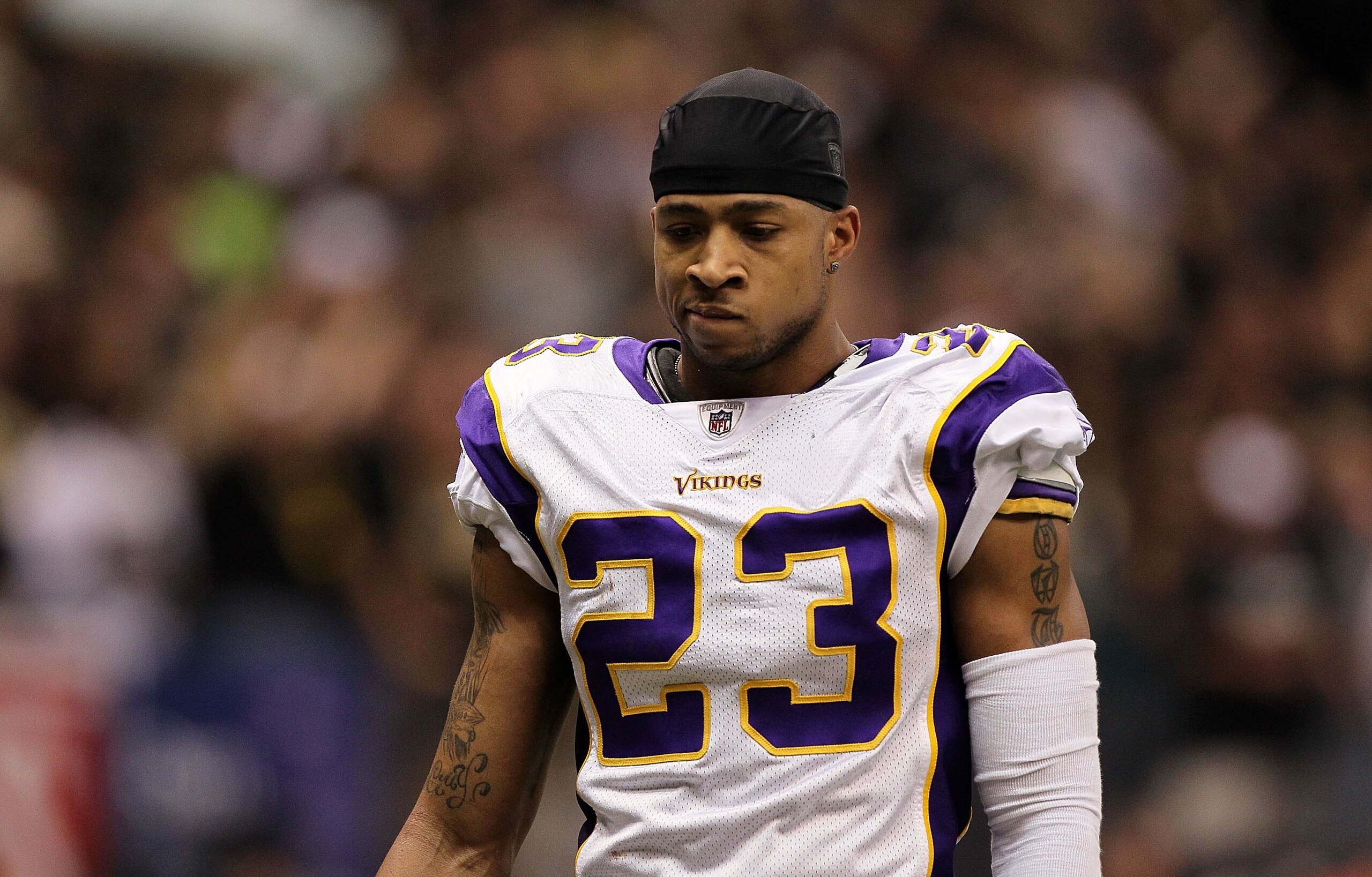 NEW ORLEANS - JANUARY 24:  Cedric Griffin #23 of  the Minnesota Vikings walks on the field dejected against the New Orleans Saints during the NFC Championship Game at the Louisiana Superdome on January 24, 2010 in New Orleans, Louisiana. The Saints won 31