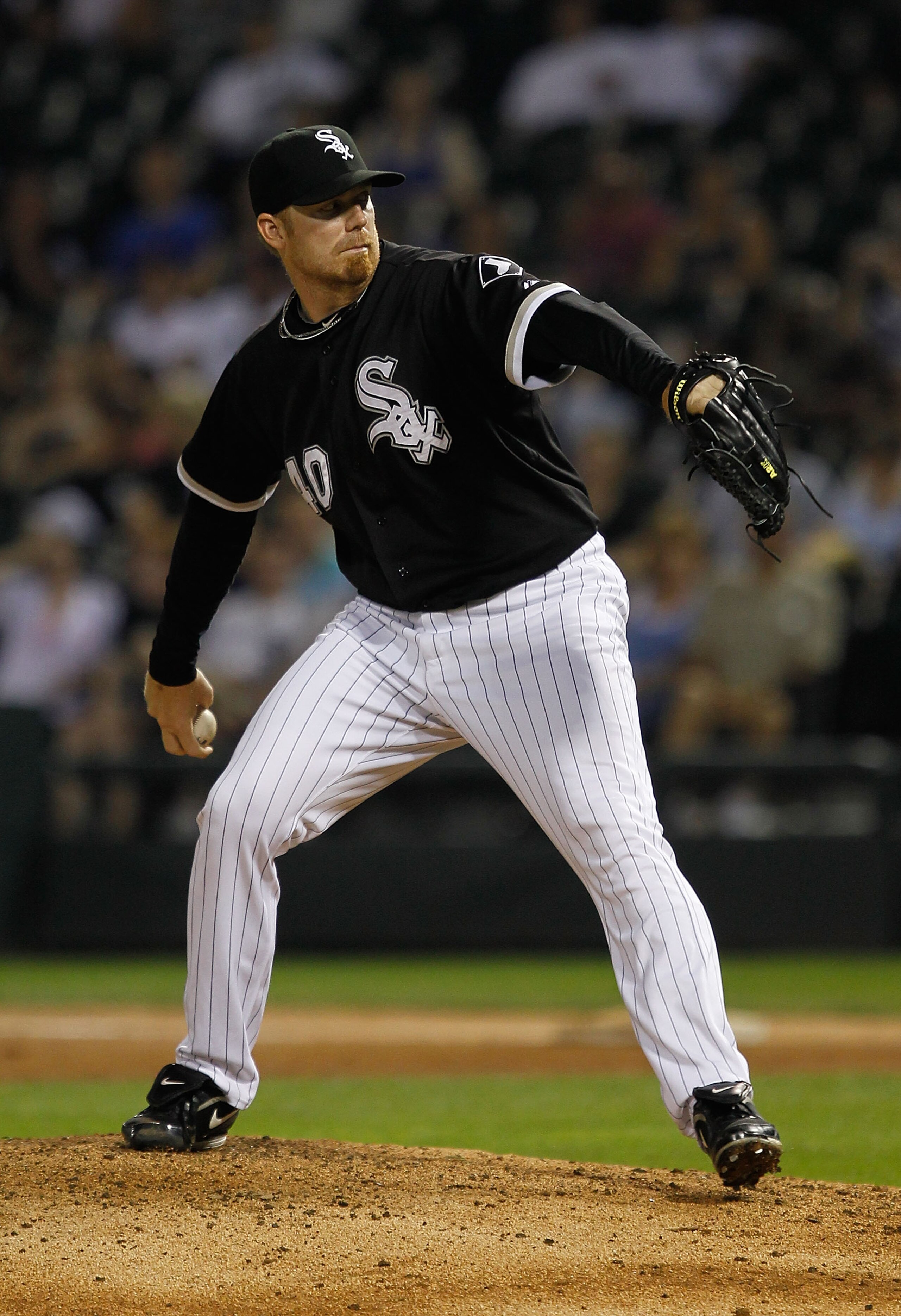 CHICAGO - JULY 07: J.J. Putz #40 of the Chicago White Sox pitches against the Los Angeles Angels of Anaheim at U.S. Cellular Field on July 7, 2010 in Chicago, Illinois. The White Sox defeated the Angels 5-2. (Photo by Jonathan Daniel/Getty Images)