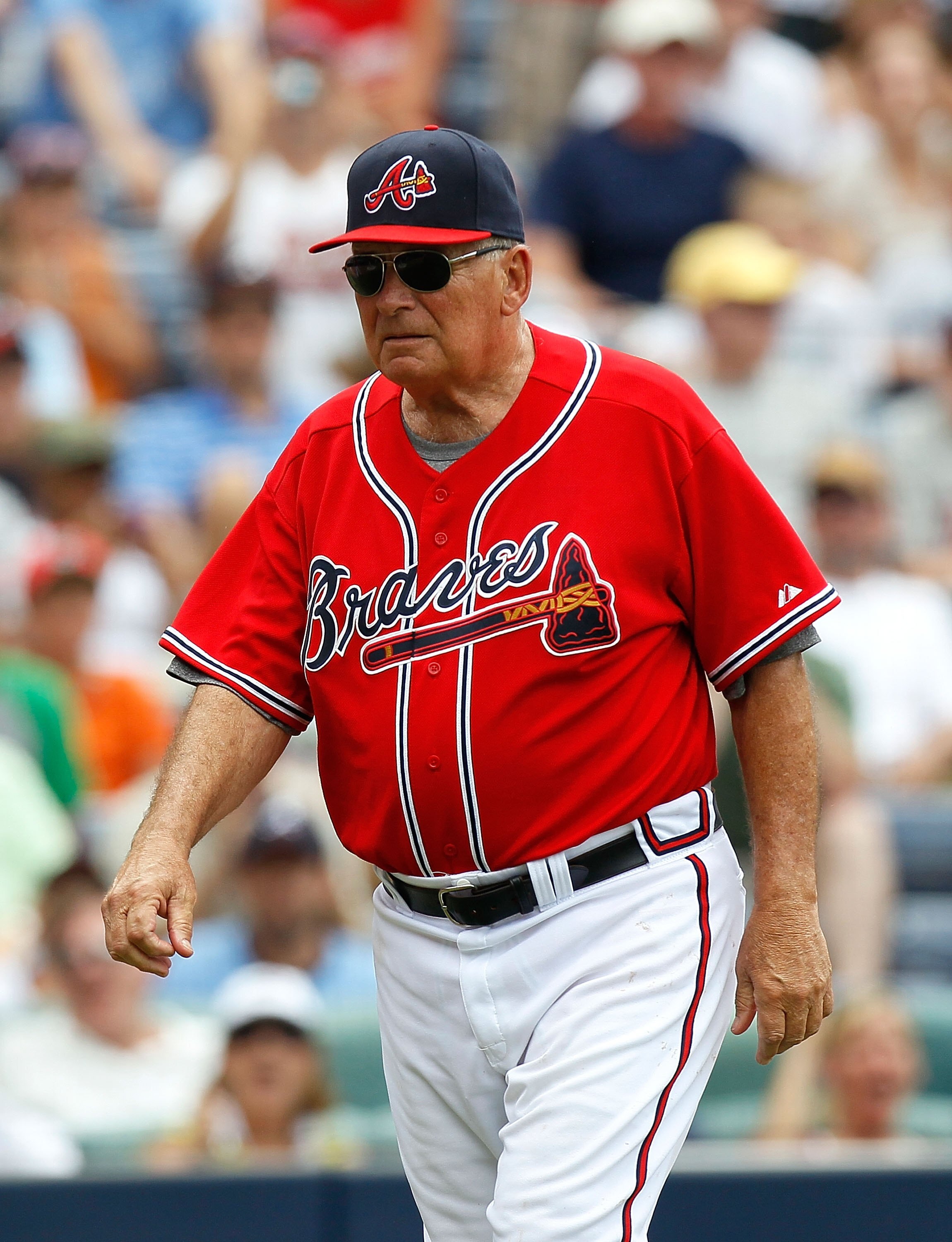 ATLANTA - JUNE 27:  Manager Bobby Cox #6 of the Atlanta Braves against the Detroit Tigers at Turner Field on June 27, 2010 in Atlanta, Georgia.  (Photo by Kevin C. Cox/Getty Images)