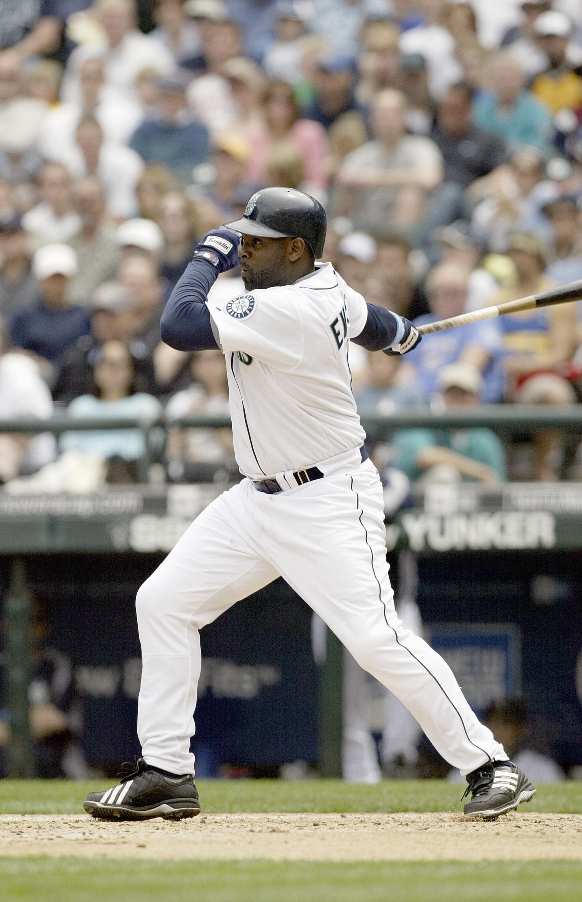 SEATTLE - JUNE 18:  Carl Everett #8 of the Seattle Mariners bats against the San Francisco Giants on June 18, 2006 at Safeco Field in Seattle, Washington. The Mariners defeated the Giants 5-1.  (Photo by Otto Greule Jr/Getty Images)