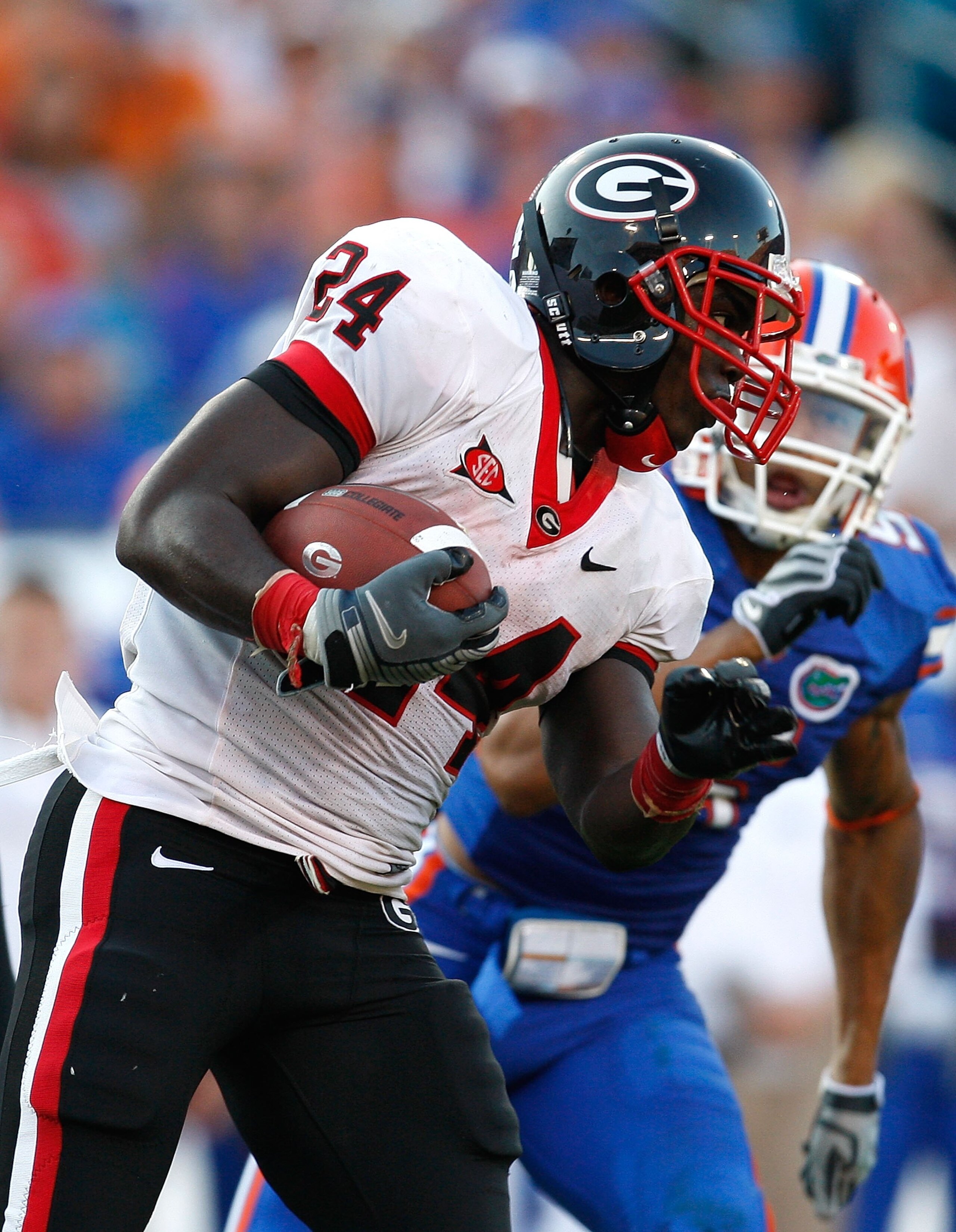 JACKSONVILLE, FL - OCTOBER 31: Washaun Ealey #24 of the Georgia Bulldogs against the Florida Gators at Jacksonville Municipal Stadium on October 31, 2009 in Jacksonville, Florida. (Photo by Kevin C. Cox/Getty Images) JACKSONVILLE, FL - OCTOBER 31: Washaun Ealey #24 of the Georgia Bulldogs against the Florida Gators at Jacksonville Municipal Stadium on October 31, 2009 in Jacksonville, Florida. (Photo by Kevin C. Cox/Getty Images)