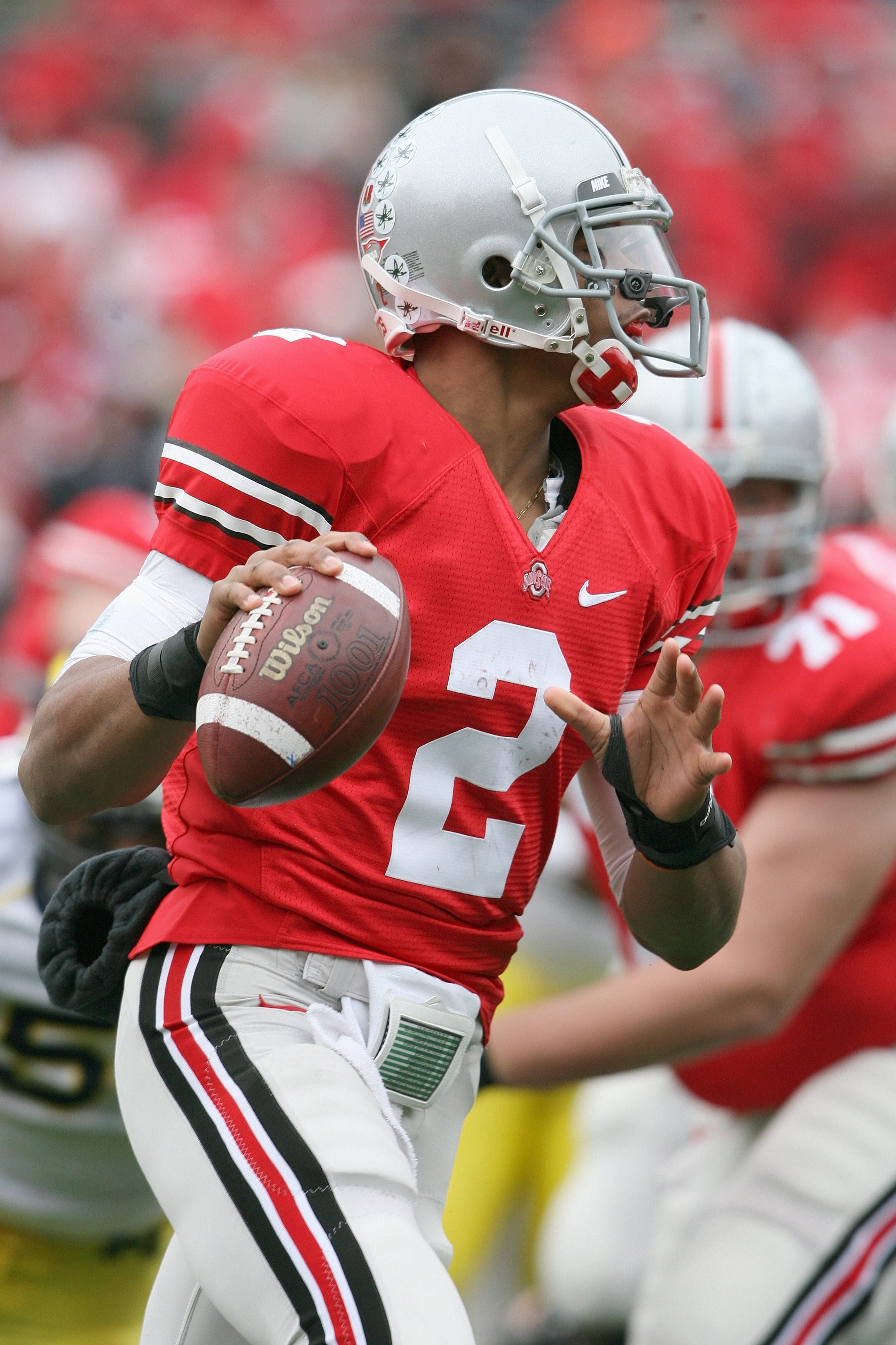 COLUMBUS, OH - NOVEMBER 22:  Quarterback Terrelle Pryor #2 of the Ohio State Buckeyes looks to pass the ball during the Big Ten Conference game against the Michigan Wolverines at Ohio Stadium on November 22, 2008 in Columbus, Ohio.  (Photo by Andy Lyons/G