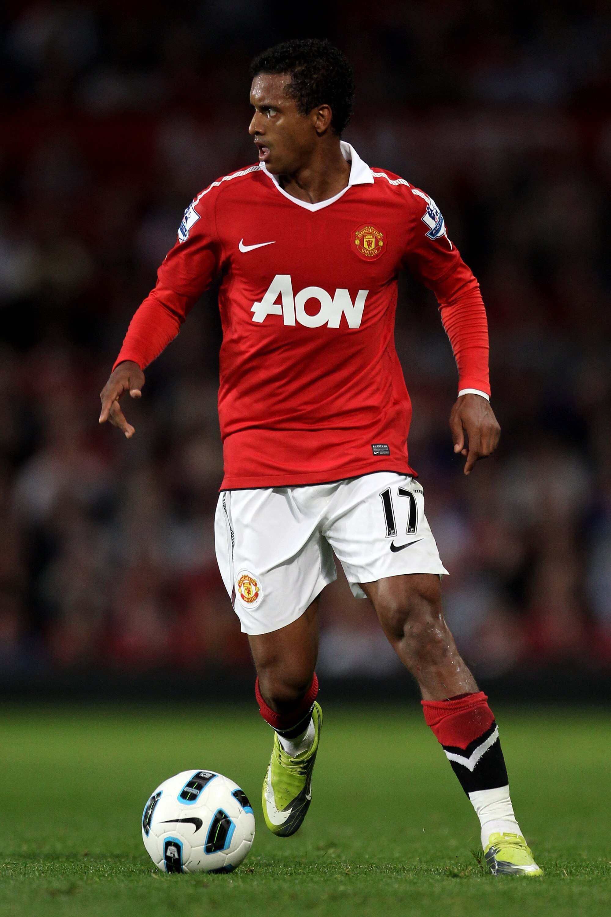 MANCHESTER, ENGLAND - AUGUST 16:  Nani of Manchester United in action during the Barclays Premier League match between Manchester United and Newcastle United at Old Trafford on August 16, 2010 in Manchester, England.  (Photo by Alex Livesey/Getty Images)