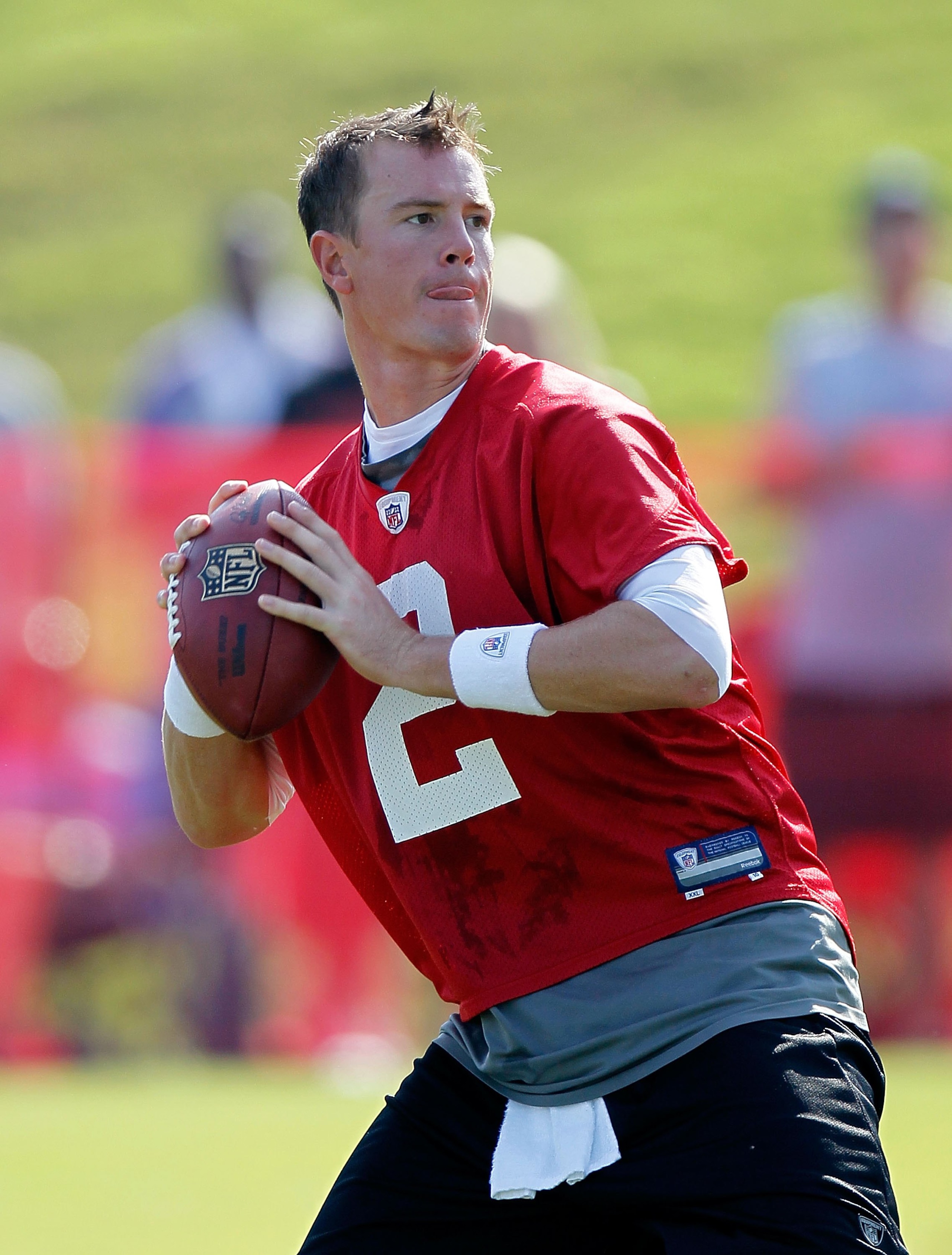 FLOWERY BRANCH, GA - JULY 30:  Quarterback Matt Ryan #2 of the Atlanta Falcons runs the offense during opening day of training camp on July 30, 2010 at the Falcons Training Complex in Flowery Branch, Georgia.  (Photo by Kevin C. Cox/Getty Images)