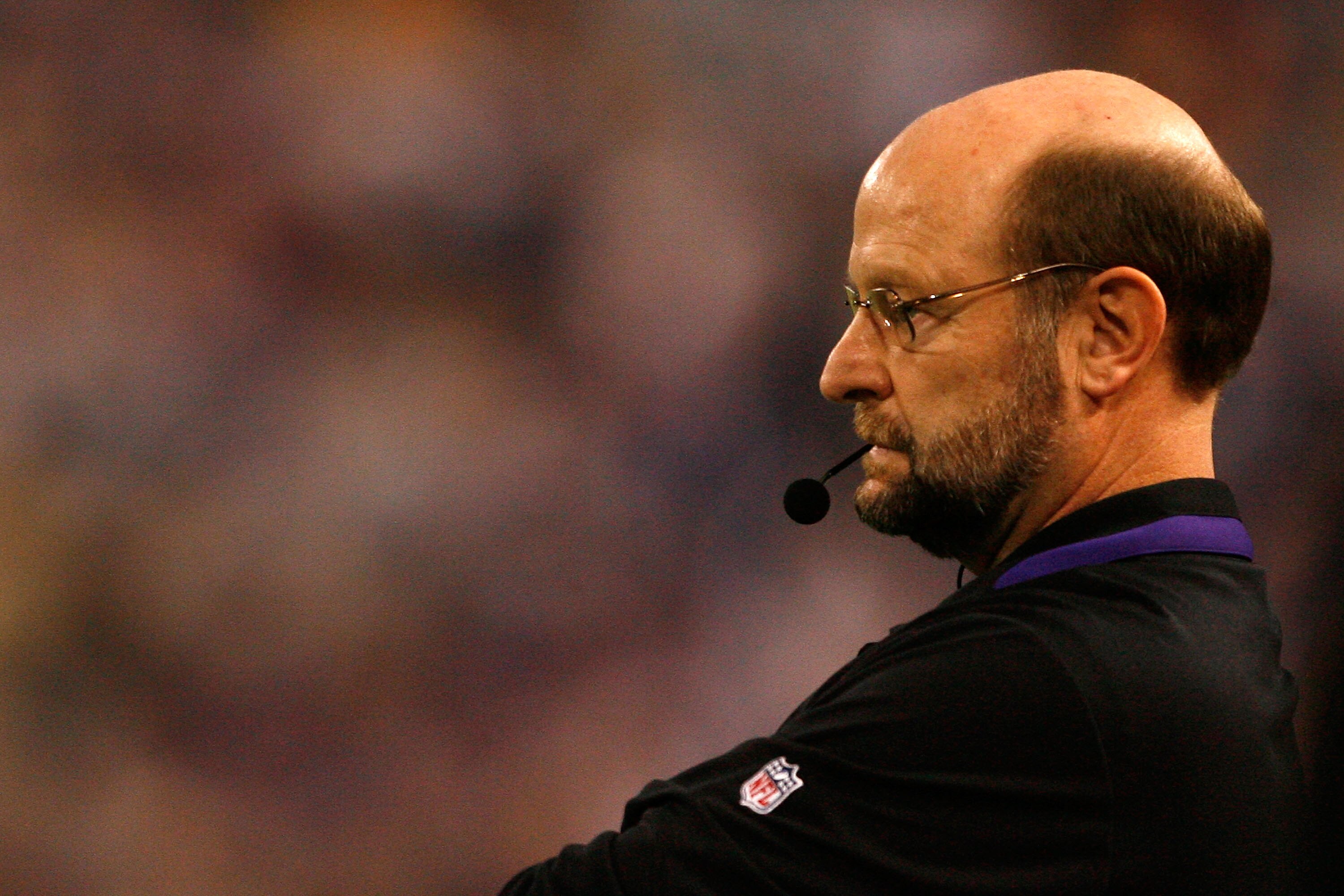 MINNEAPOLIS - JANUARY 17:  Brad Childress, Head Coach of the Minnesota Vikings, looks on during the first half of the game against the Dallas Cowboys during the NFC Divisional Playoff Game at Hubert H. Humphrey Metrodome on January 17, 2010 in Minneapolis