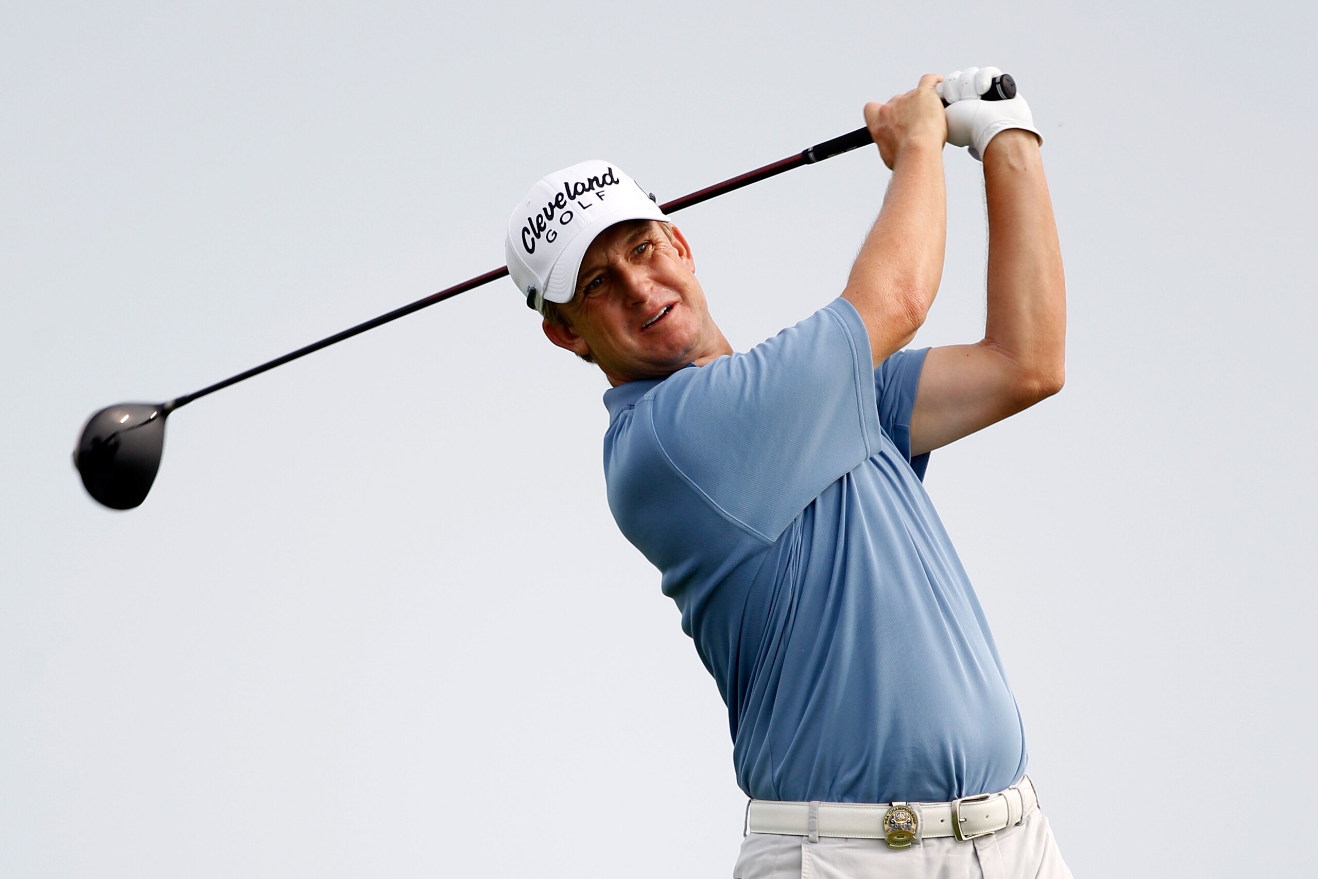 KOHLER, WI - AUGUST 10:  David Toms hits a tee shot during a practice round prior to the start of the 92nd PGA Championship on the Straits Course at Whistling Straits on August 10, 2010 in Kohler, Wisconsin.  (Photo by Chris Graythen/Getty Images)