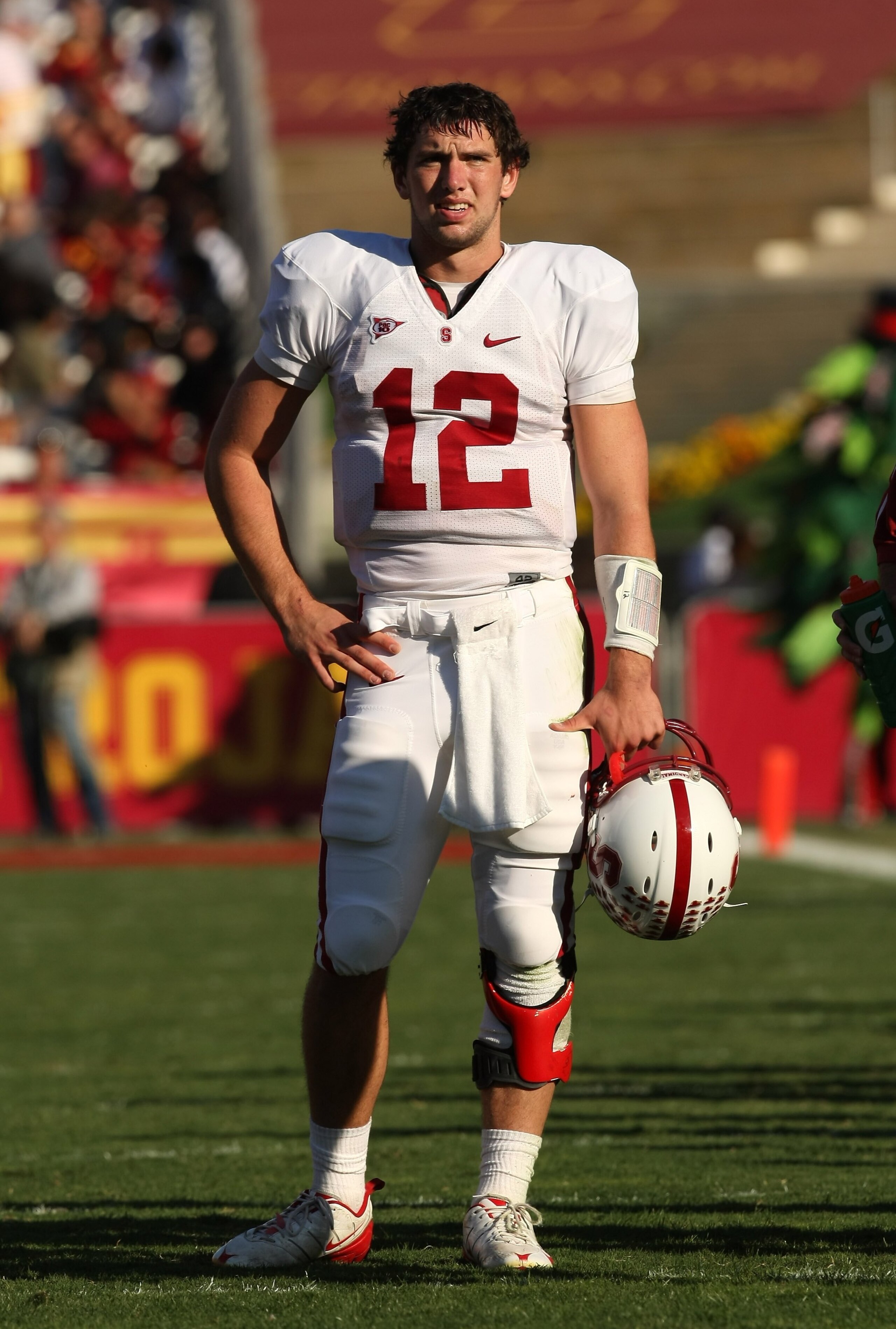 LOS ANGELES, CA - NOVEMBER 14:  Quarterback Andrew Luck #12 of the Stanford Cardinal on the field during the game with the USC Trojans on November 14, 2009 at the Los Angeles Coliseum in Los Angeles, California.  Stanford won 55-21.  (Photo by Stephen Dun