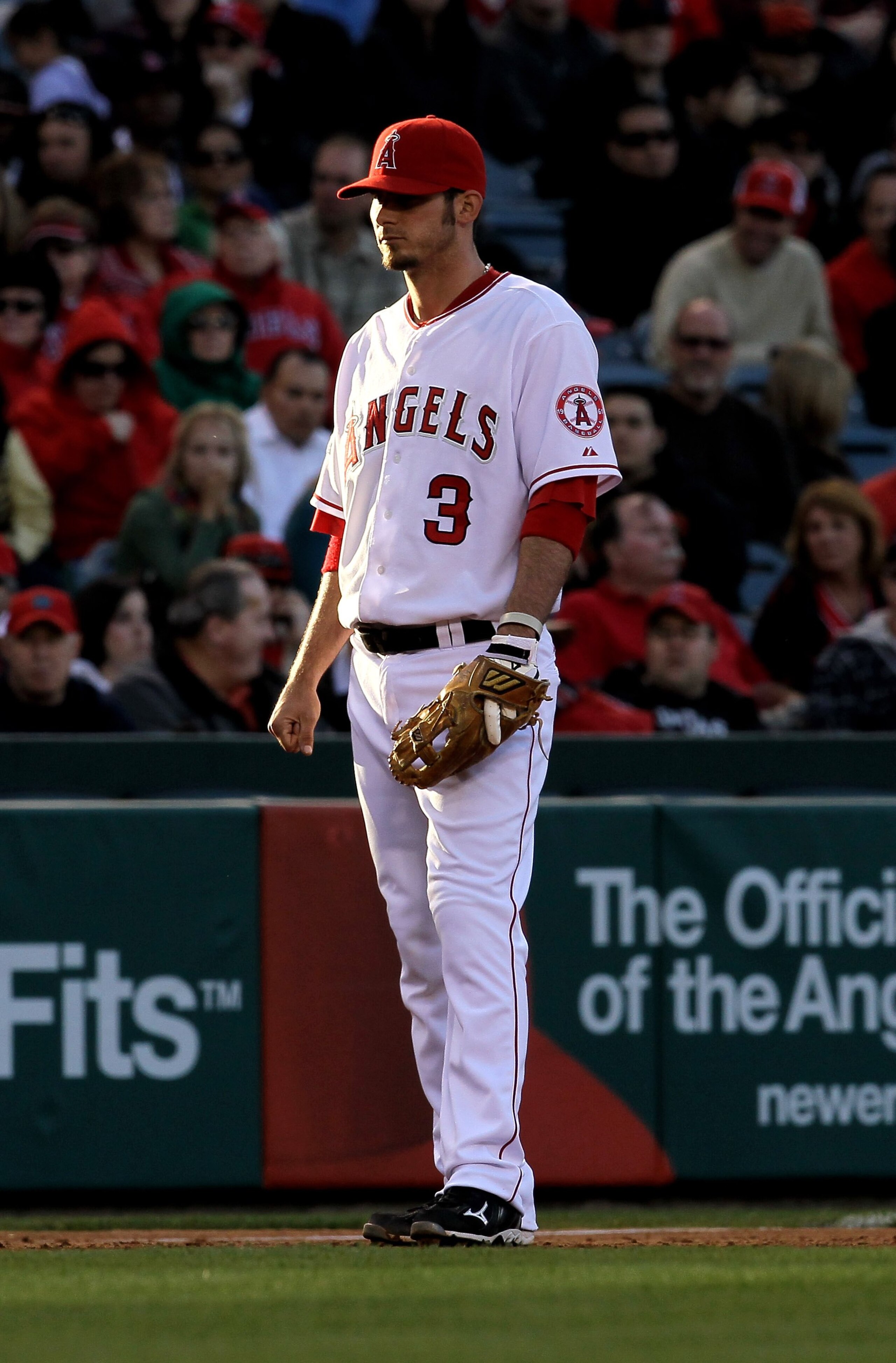ANAHEIM, CA - APRIL 28: Third baseman Brandon Wood #3 of the Los Angeles Angels of Anaheim stands in the the infield in the game against the Cleveland Indians on April 28, 2010 at Angel Stadium in Anaheim, California. The Angels won 4-3. (Photo by Step ANAHEIM, CA - APRIL 28: Third baseman Brandon Wood #3 of the Los Angeles Angels of Anaheim stands in the the infield in the game against the Cleveland Indians on April 28, 2010 at Angel Stadium in Anaheim, California. The Angels won 4-3. (Photo by Step
