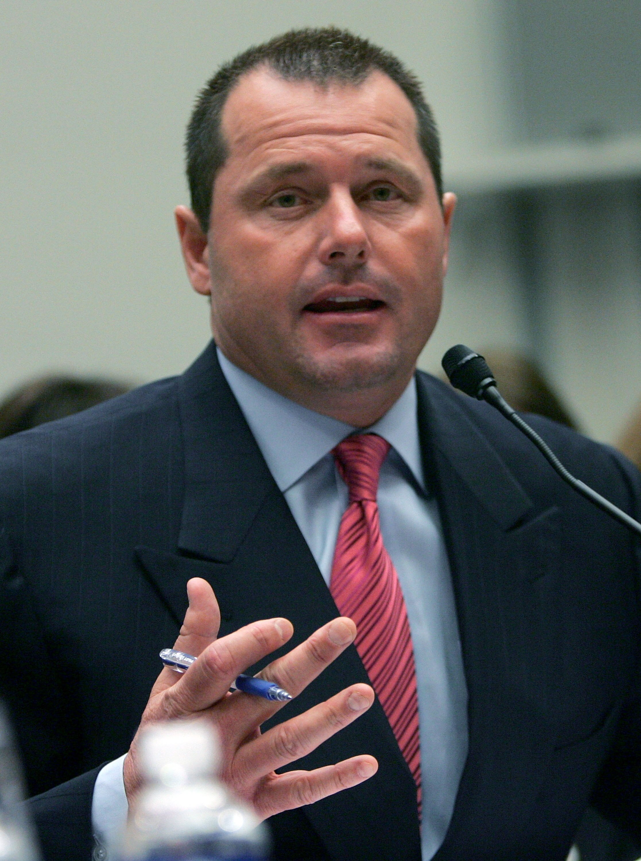 WASHINGTON - FEBRUARY 13:  Major League Baseball player Roger Clemens testifies during a House Oversight and Government Reform Committee hearing February 13, 2008 in Washington, DC. The committee is hearing testimony on use of steroids and performance enh