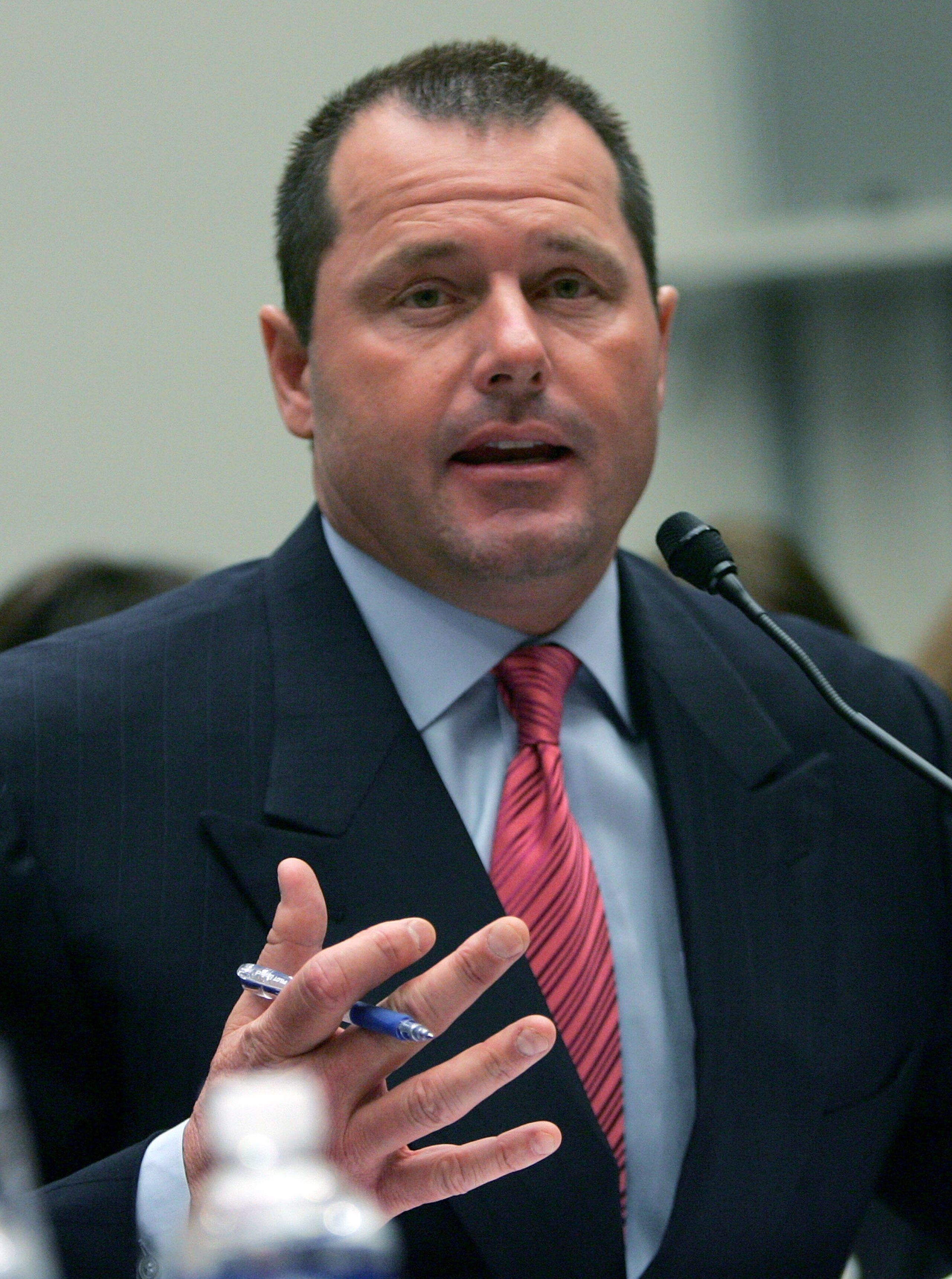 WASHINGTON - FEBRUARY 13:  Major League Baseball player Roger Clemens testifies during a House Oversight and Government Reform Committee hearing February 13, 2008 in Washington, DC. The committee is hearing testimony on use of steroids and performance enh