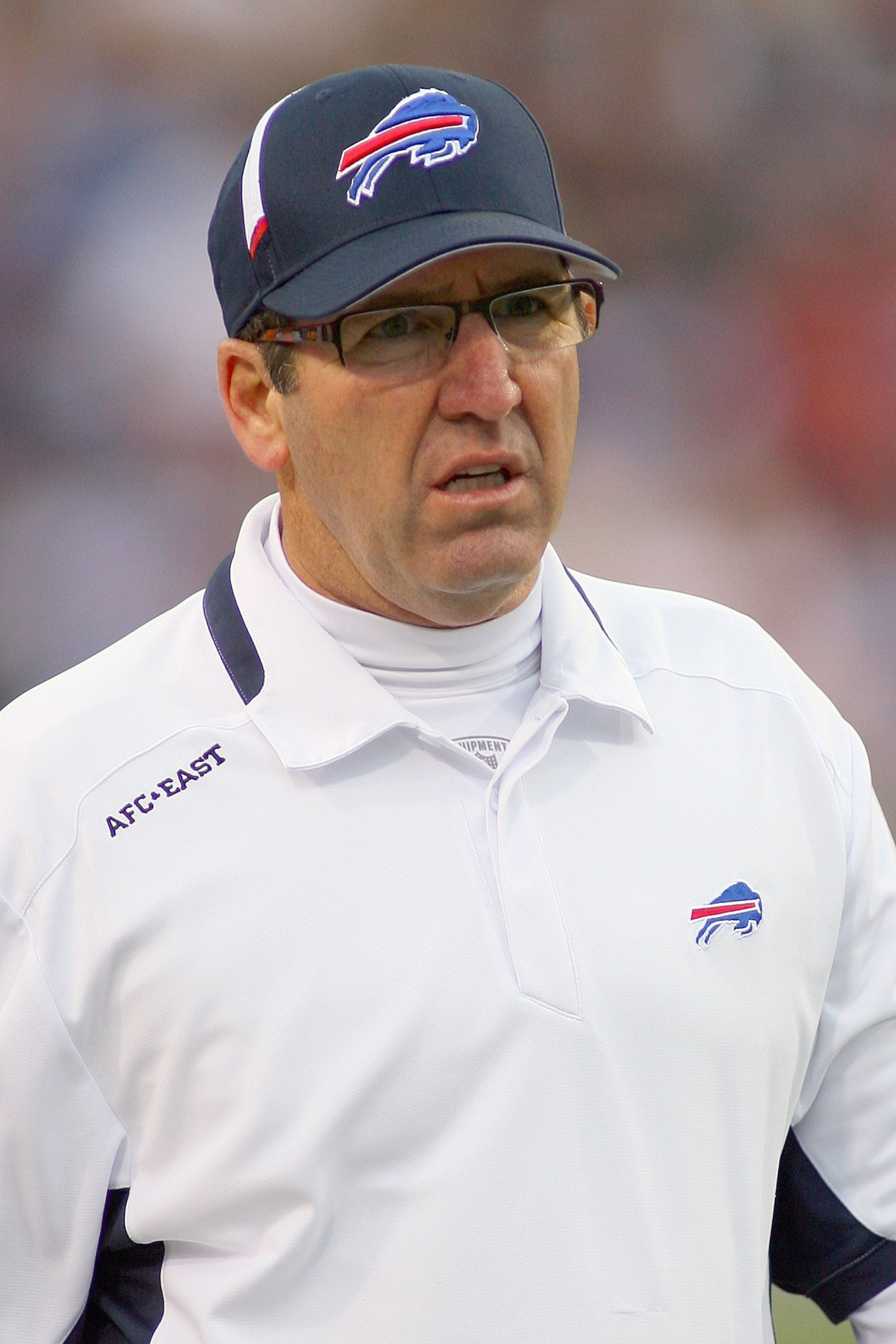 ORCHARD PARK, NY - SEPTEMBER 27: Assistant Head Coach  Bobby  April of the Buffalo Bills stands on the sidelines against the New Orleans Saints at Ralph Wilson Stadium on September 27, 2009 in Orchard Park, New York. (Photo by Rick Stewart/Getty Images)